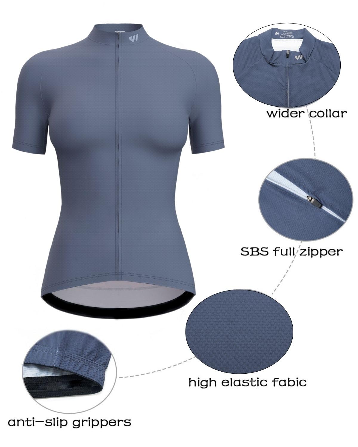 Lo.gas Womens Ciclismo Jersey Manica Corta Traspirante Mesh Road Bike Shirt Bicicletta Bike Top 3 Tasche Posteriori UPF50+ - grigio - XX-Large