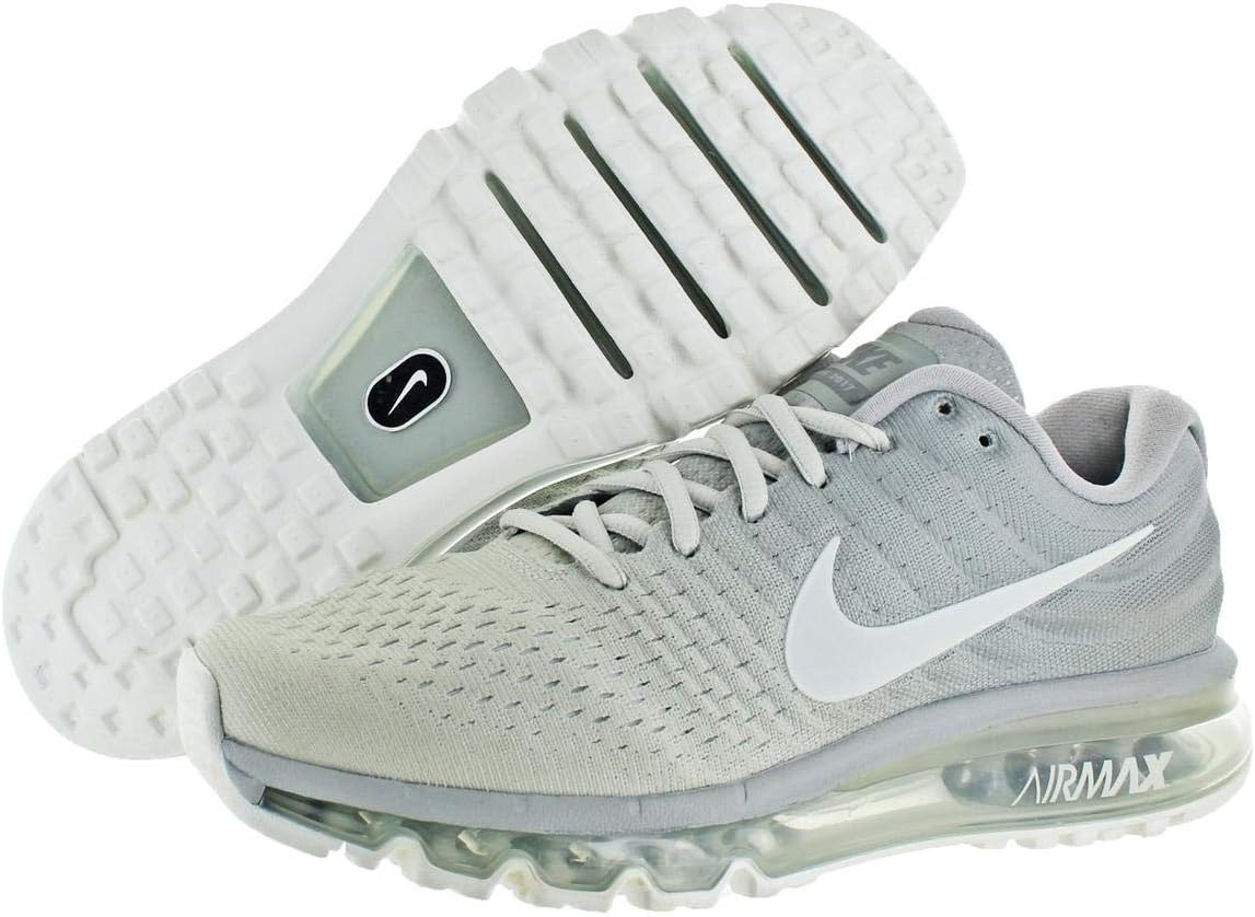 Nike Men's Air Max 2017 Matte Silver/White/Light Bone Nylon Running Shoes 6.5 M US
