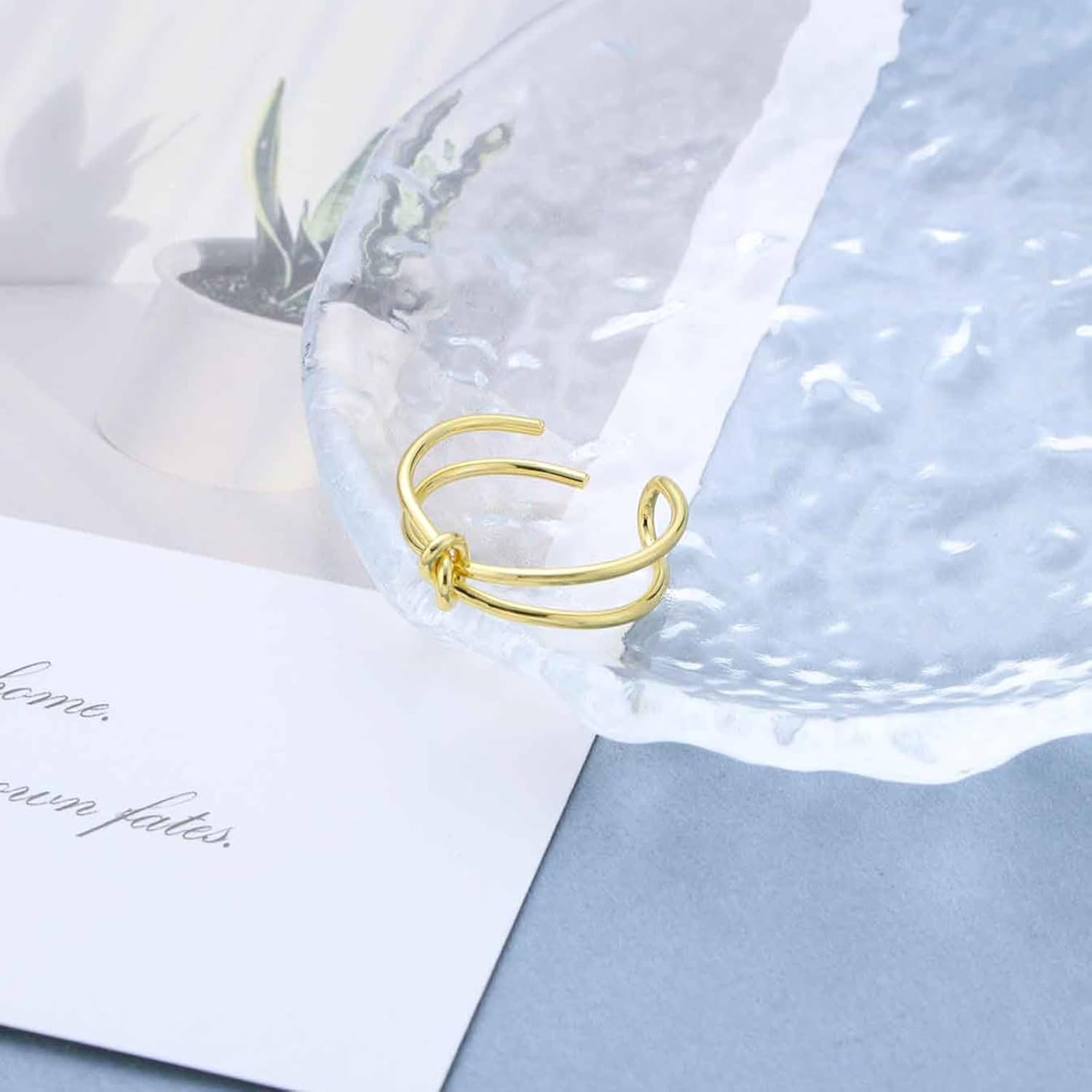 Minimalist Gold Love Knot Open Ring Metal Stackable Rings Simple Love Knot Ring Adjustable Finger Cuff Rings Jewelry for Women - Image 4