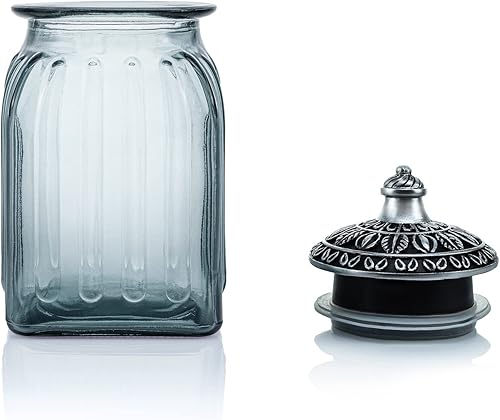 Miniatura 48 de SOCOSY Tarro de cristal transparente vintage para dulces con tapa, tarro de nueces, caja de joyería, tarros de dulces de boda, tarros de bufé