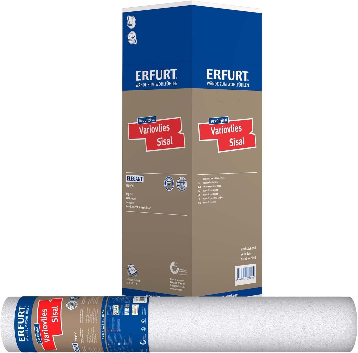 Erfurt Variovlies Sisal 25X0.75 strukturierte Vliestapete 4 Rollen 1003701