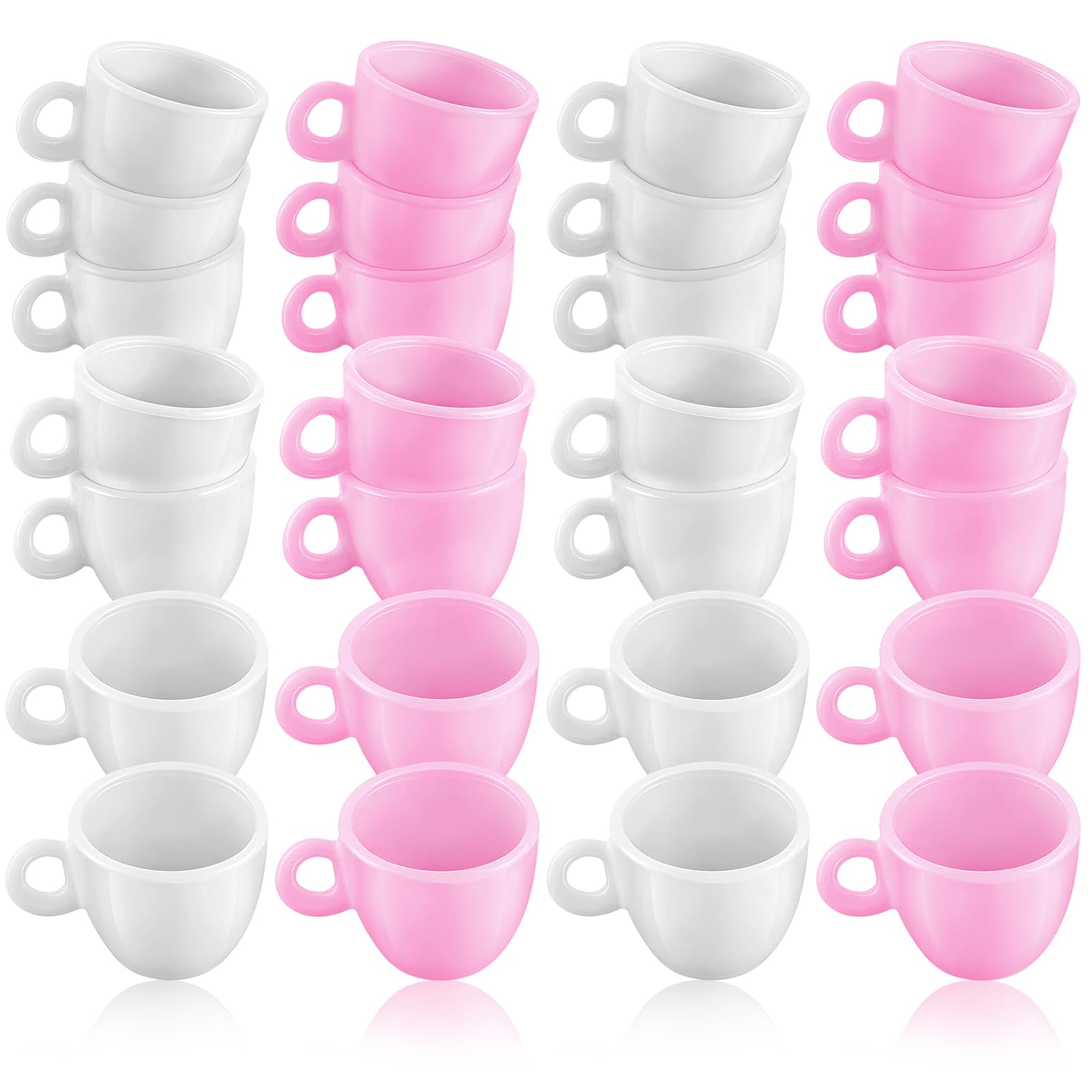 Patelai 30 Pieces Mini Plastic Tea Cups Miniature Coffee Cups for Crafts Tiny Dollhouse Coffee Mugs Food Kitchen Room Decoration Accessories Gifts for