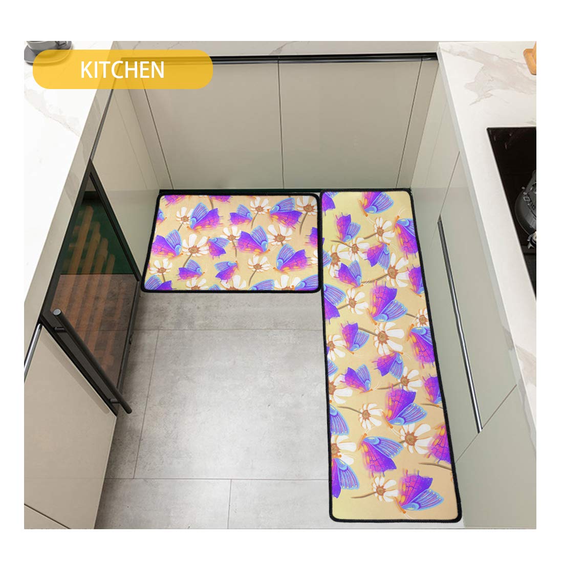 HUGS IDEA Juego de 2 alfombrillas de bienvenida para interiores y exteriores con diseño de camuflaje