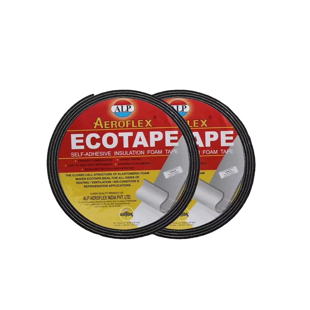 ALP Nitrile Self Adhesive Insulation Foam Tape, ECOTAPE, Class O For Matel Heat, Air Conditioning, industrial Freezers, Refrigerators (2"(W) X 3 mm(T) X 9.1 Meter(L)) - Black, Pack of 2-image-20