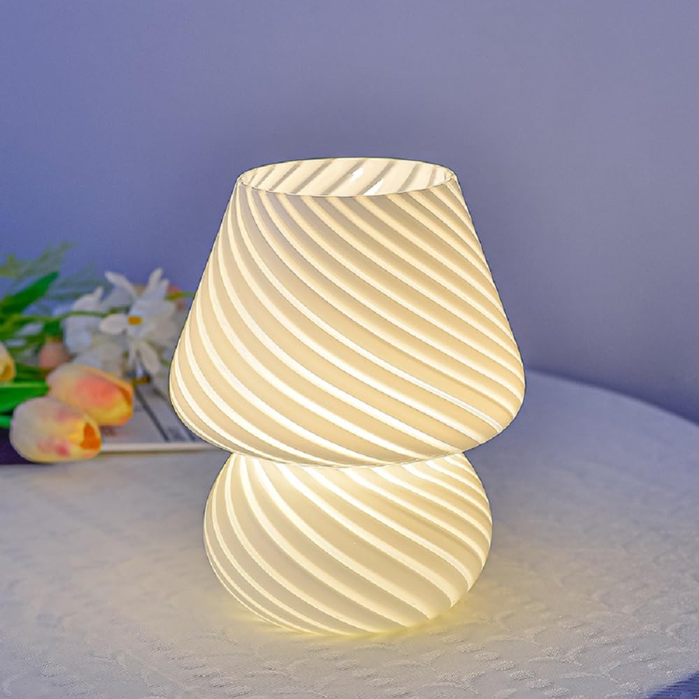 YATOSEEN Lámpara de Mesa con Forma de Seta, Luz de Escritorio de Vidrio LED, USB, 3 Colores, Luz de Humor con Forma de Seta con Control Remoto para Sala de Estar, Dormitorio, Oficina