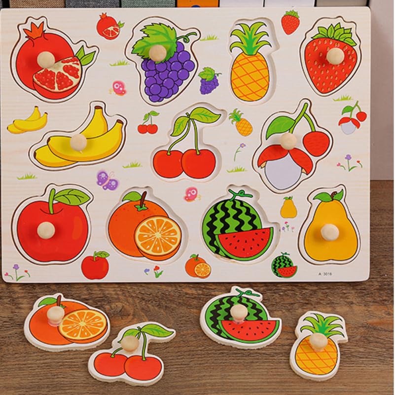 Homoyoyo 2 Pièces Puzzle Bois Montessori Éducatif Forme de Fruits pour Garçon Fille Apprentissage Précoce Puzzles à Encastrement Stimulants Pour Tout-Petits ÉVeil PréCoce