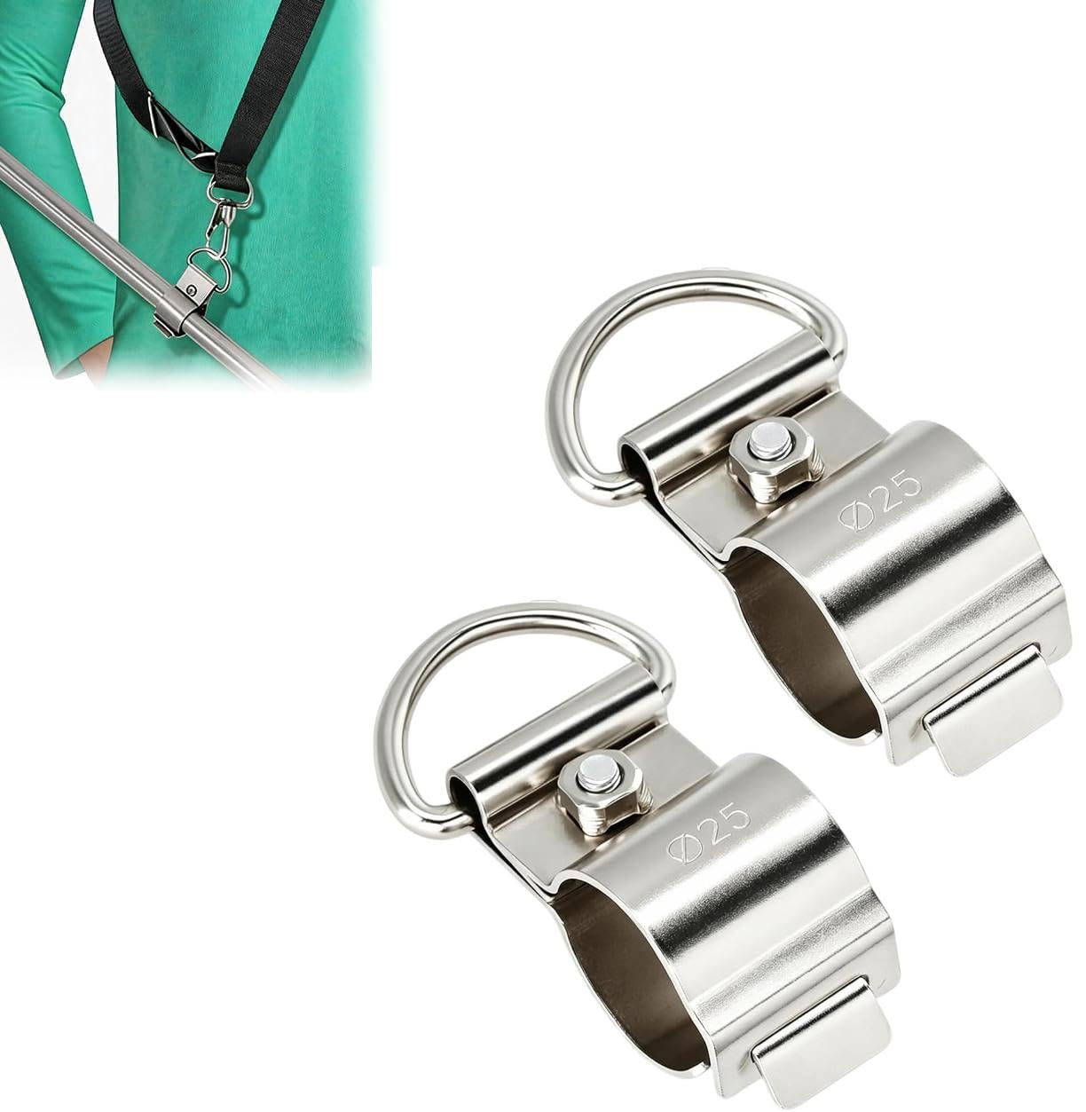 【2個セット】草刈り機 ハーネス クランプ 刈払機 ゴムバンド かりばらいき 部品 φ25対応 シャフト コードレスブロワー ストラップ 固定具 56V屋外電源機器用 高耐久金属製 安定サポート草刈機部品パーツ 作業負担軽減 振動抑制 簡単取り付け 汎用