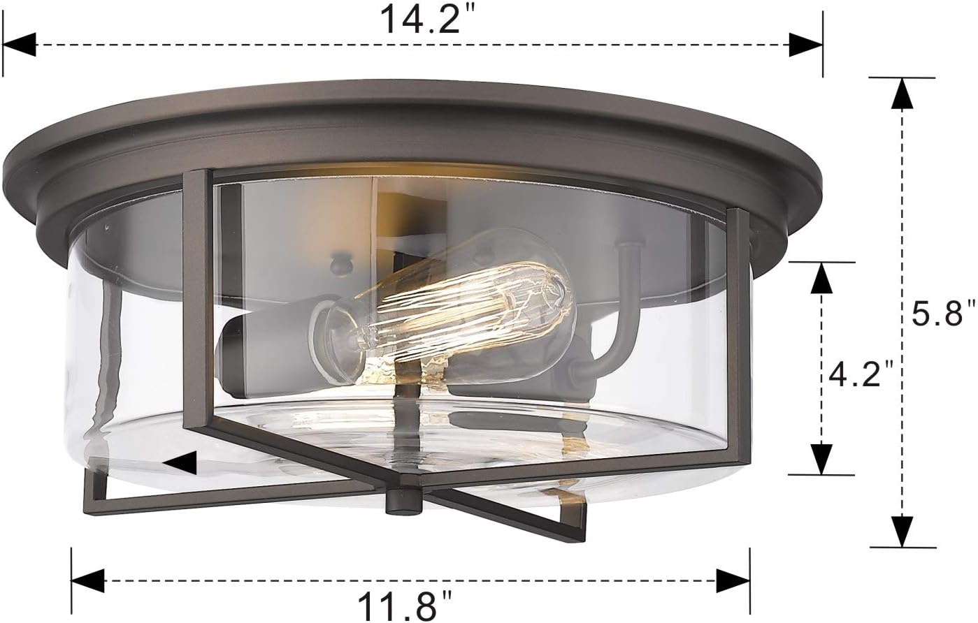 40% оƒƒ Dіѕсоunt Zeyu Flush Mount Ceiling Light, 14 Inch Farmhouse 2-Light Ceiling Lighting Fixture for Hallway Kitchen, Oil Rubbed Bronze Finish with Clear Glass, 7106-2SF ORB