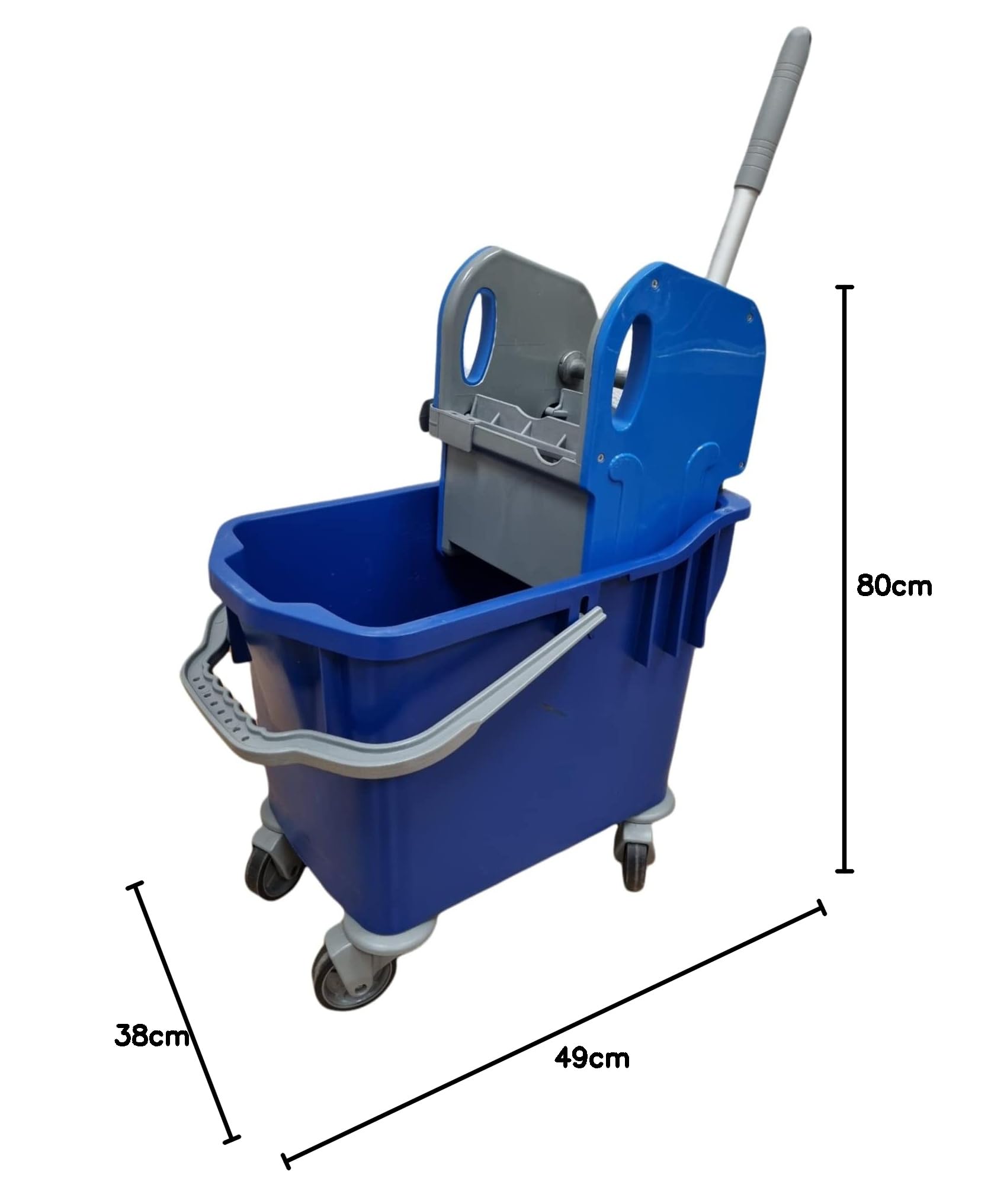 Jofel - AZ20700S, Carro De Fregar Monoseno, Carrito de Limpieza, Prensa Escurridor y Cubo, 4 Ruedas Giratorias Libres, Asa Ergonómica, para Hostelería y Hospitales