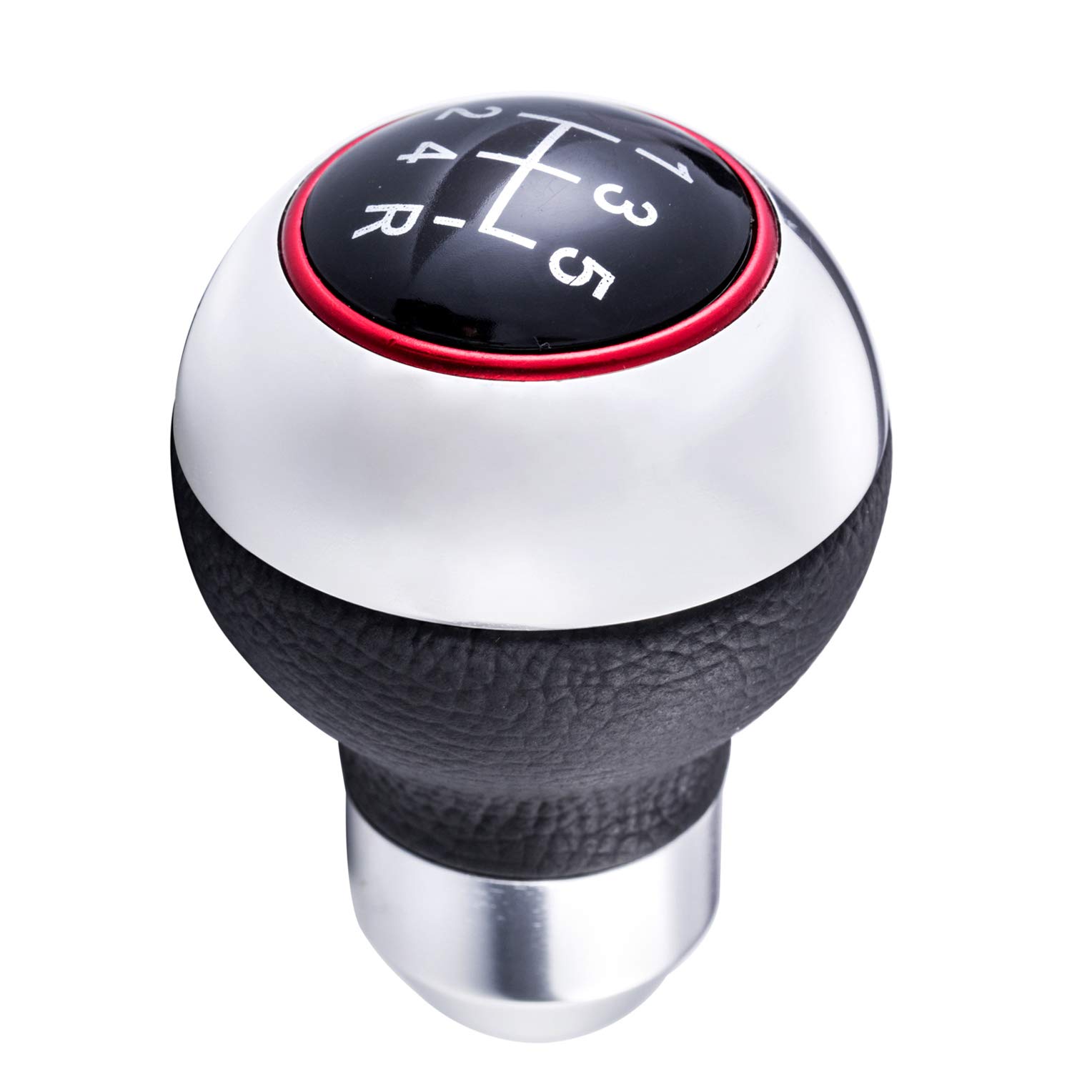 Bashineng Gear Stick Shifter 5 Speed PU Leather Shift Knob Head for Universal Manual Automatic Cars black NB-93-A