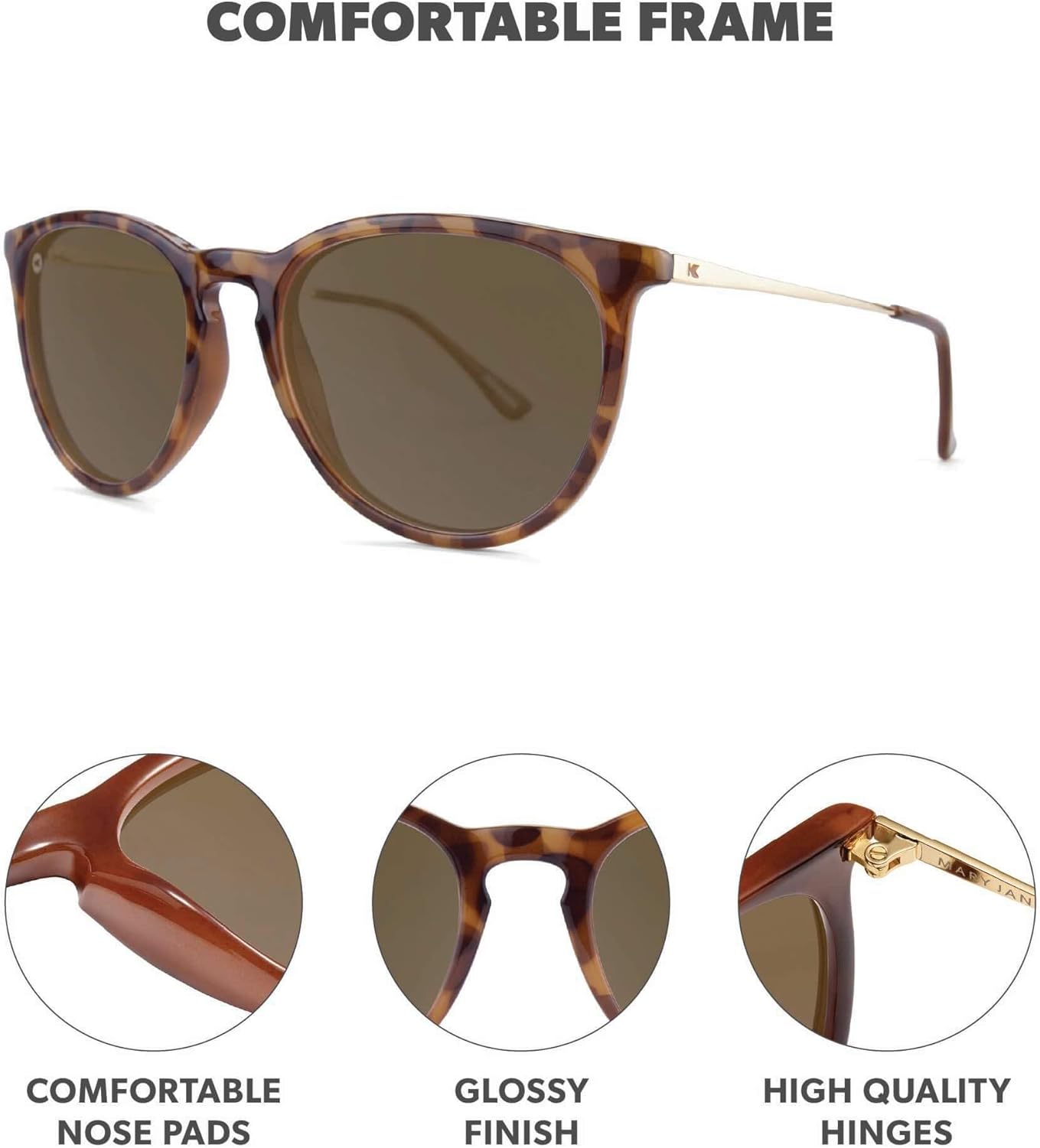 Knockaround Mary Janes Polarized Sunglasses for Women & Men - Round Sunglasses - UV400 Protection