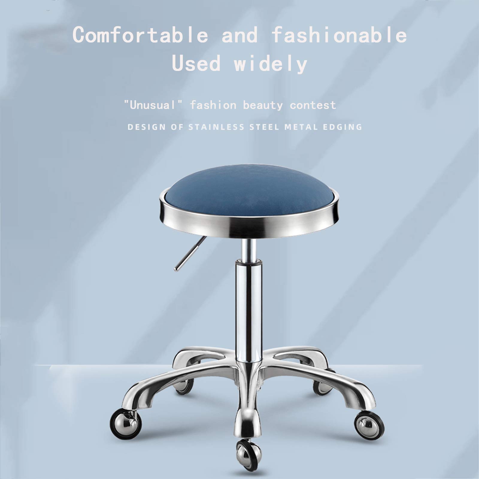Wowdawn Beauty Stool,Stainless Steel Ring,Send Explosion-Proof Steel Plate, Adjustable Height Hairdressing Chair,Rotating Work Stool,Bearing 100kg