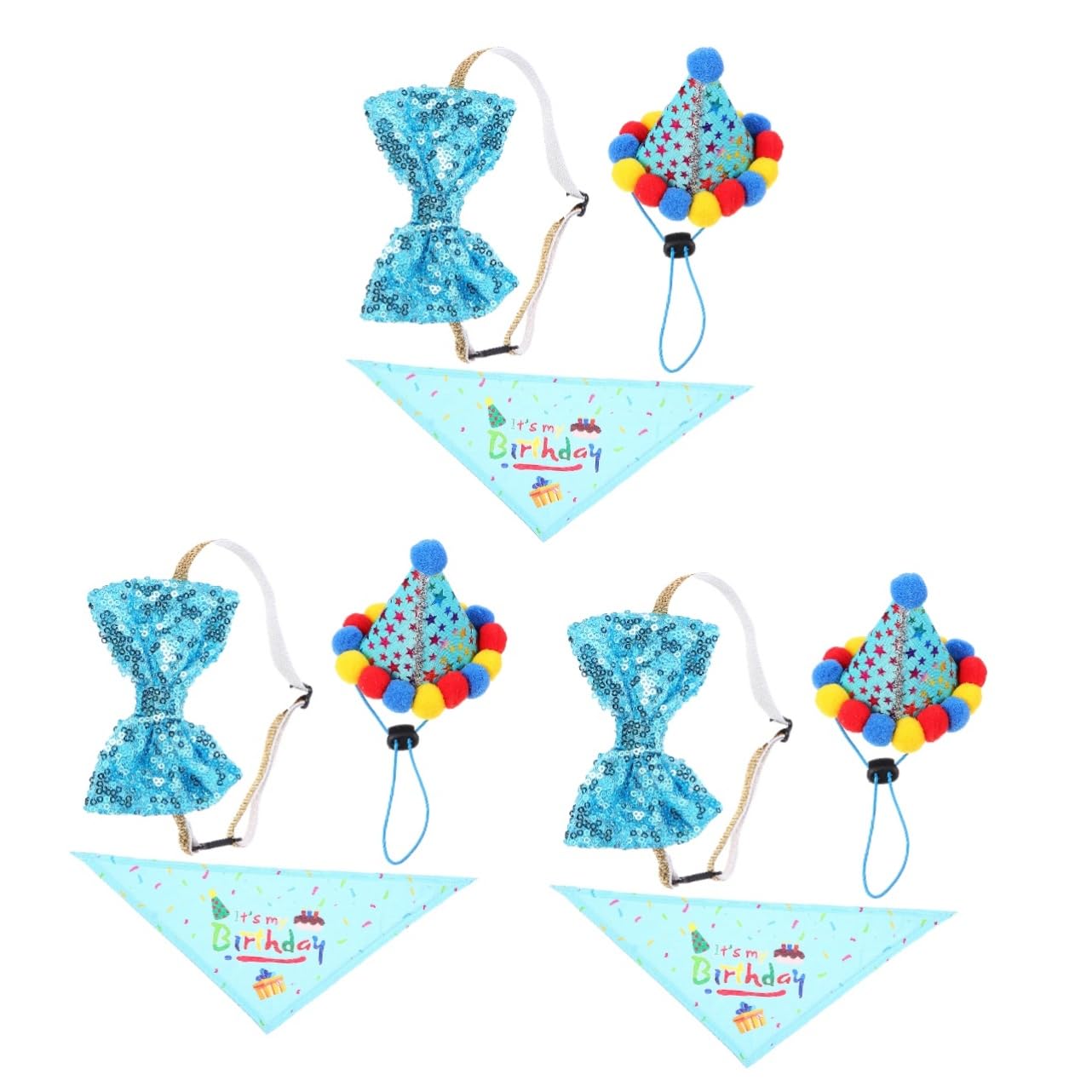 Bannière anniversaire pour animaux : kit de fête bleu avec tour de cou