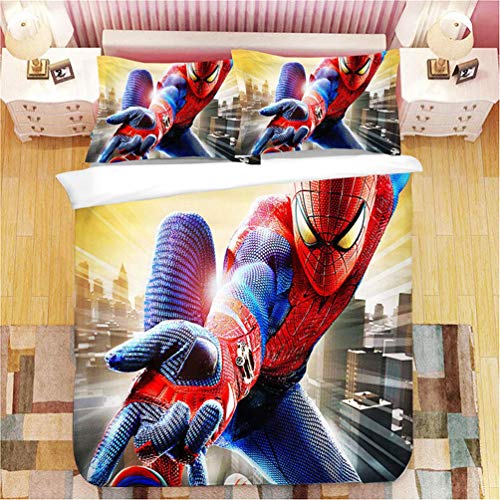 Juego de ropa de cama de 3 piezas de DCWE, estampado 3D de Spiderman, 100% microfibra, 1 funda nórdica y 2 fundas de almohada para niños, 13, 135*200CM