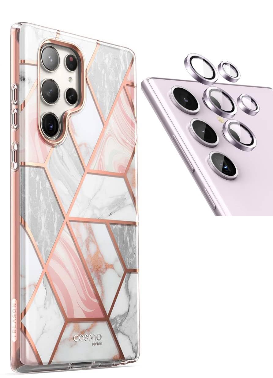 i-Blason for Samsung Galaxy S23 Ultra Case & Galaxy S23 Ultra Camera Lens Protector(Marble)
