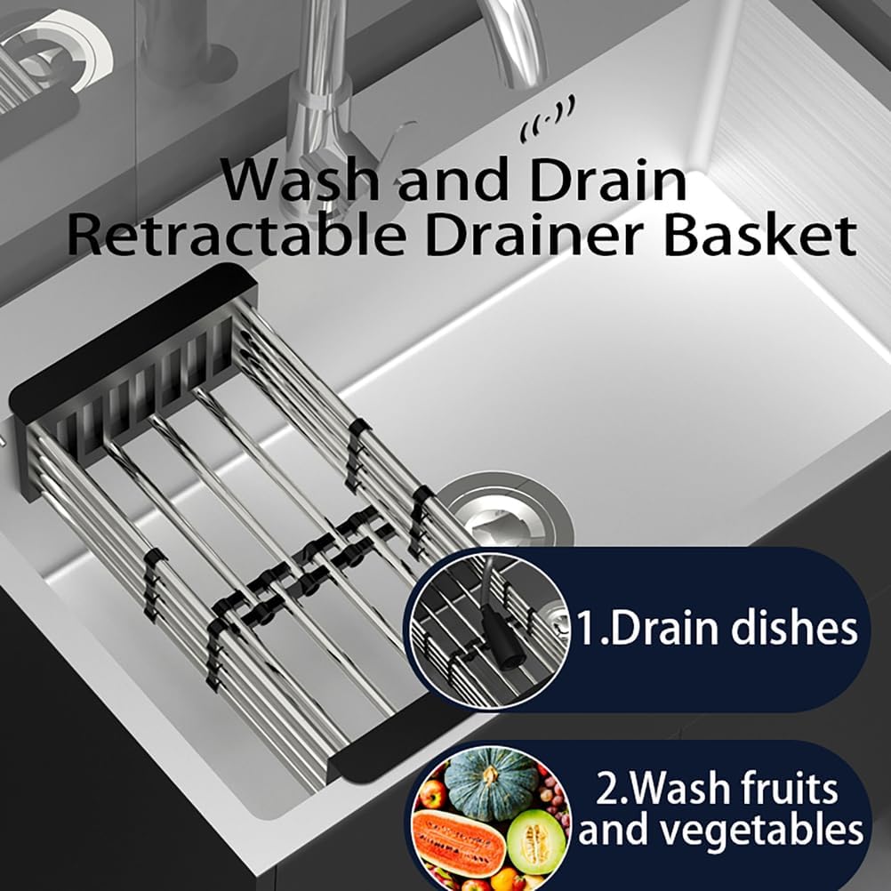 19.6-31.5In Stainless Steel Laundry Sink,with Cabinet Utility Tub with Draining Basket,Freestanding Deep Sink,with Hot And Cold,for Utility Room,Kitchen,Bathroom,Garage,White,50 * 40 * 78cm