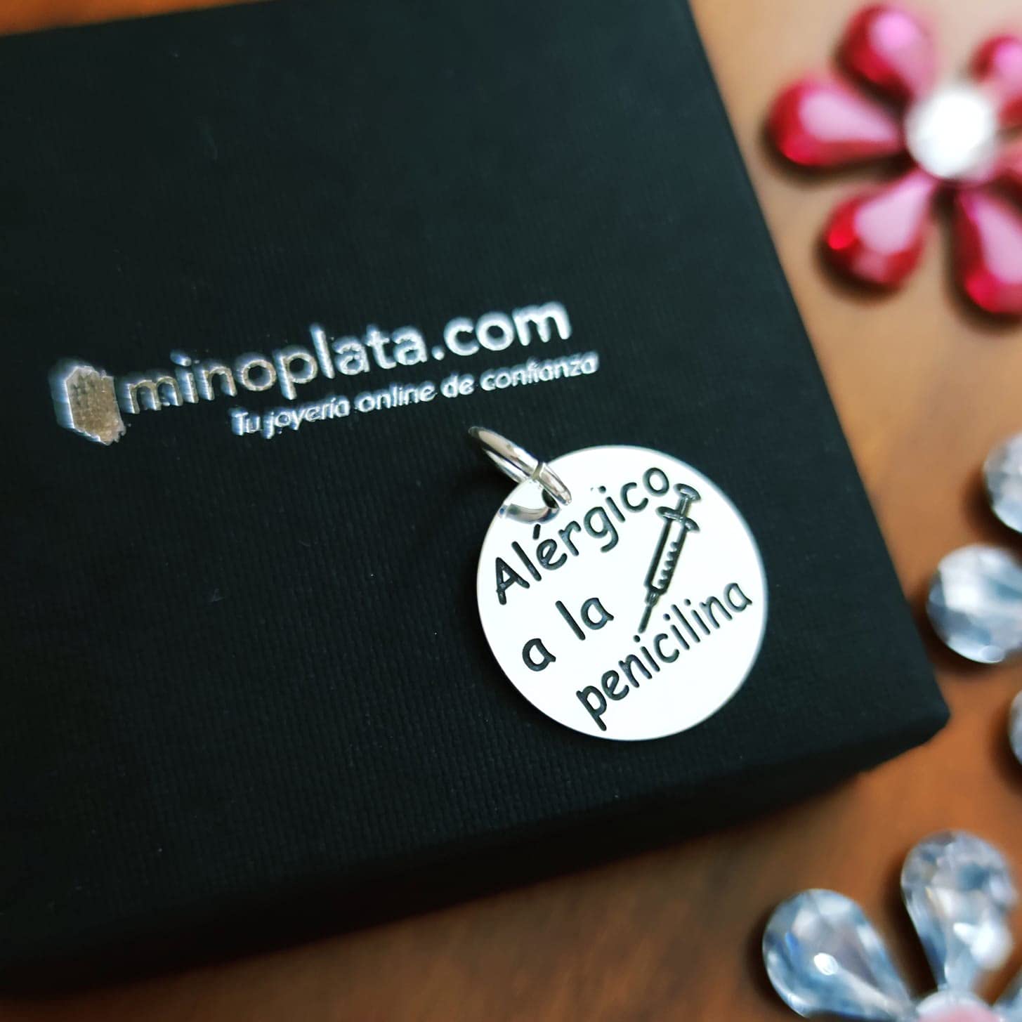 Disco de Plata grabado Alérgico a la penicilina una alerta médica colgante que podrás llevar contigo