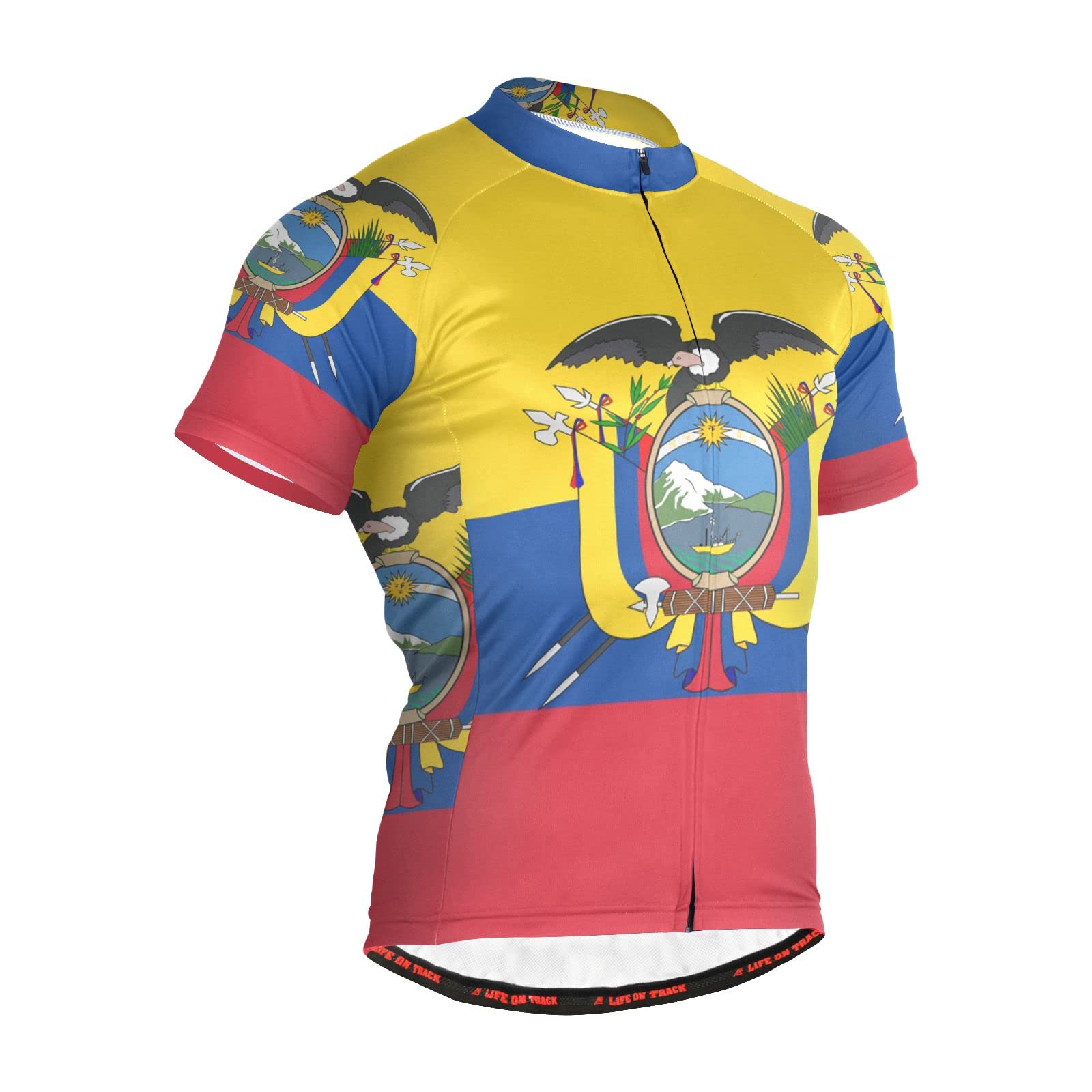 Ecuador Flag Men's Cycling Jersey Short Sleeve Bike Jacket Biking Bicycle Jersey Shirt