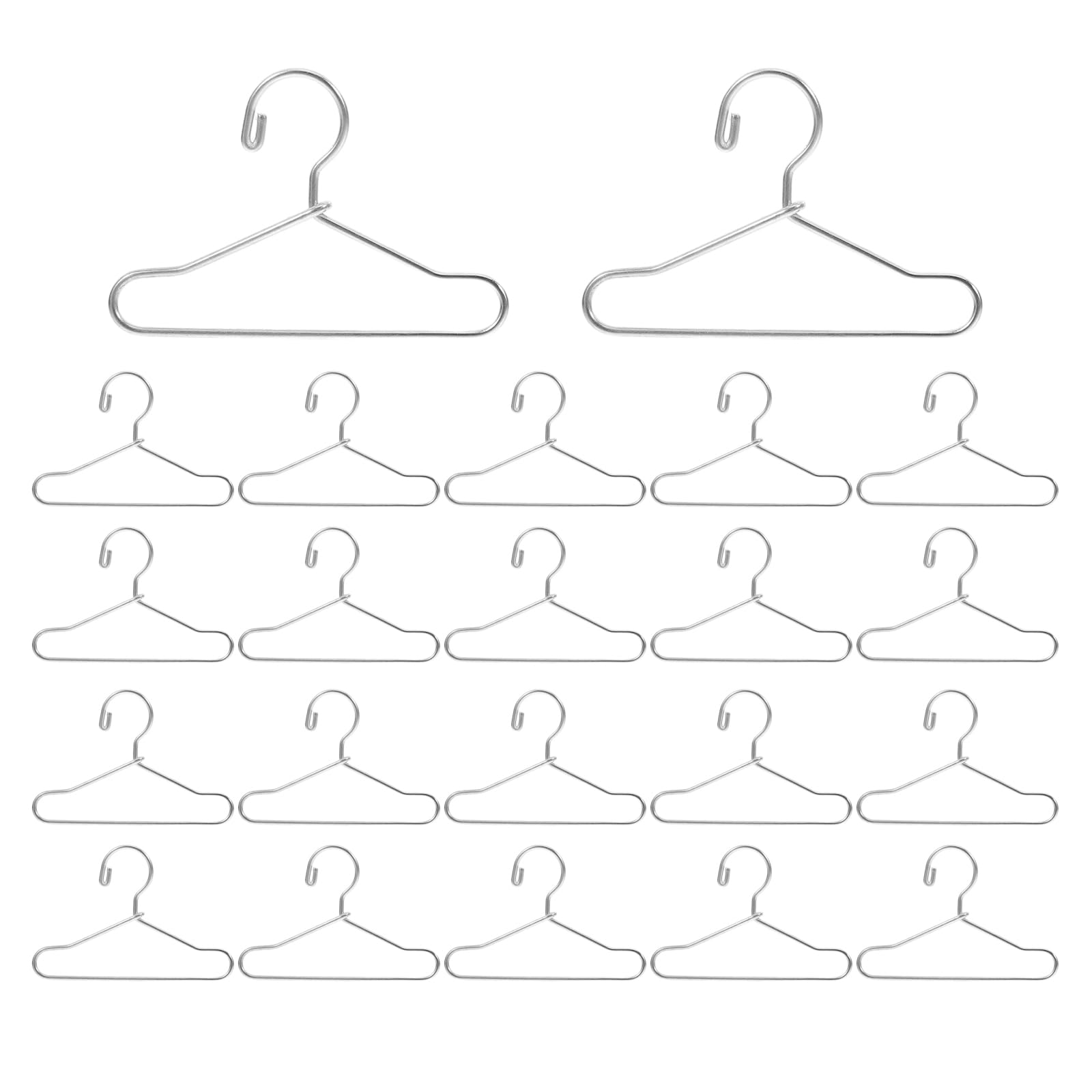 LOGOFUN 24PCS Miniature Doll Clothes Hangers Tiny Iron Wire Clothing Hook Accessories for Dollhouse Coat Dress Display Storage Craft Supplies - Sivler 40mm