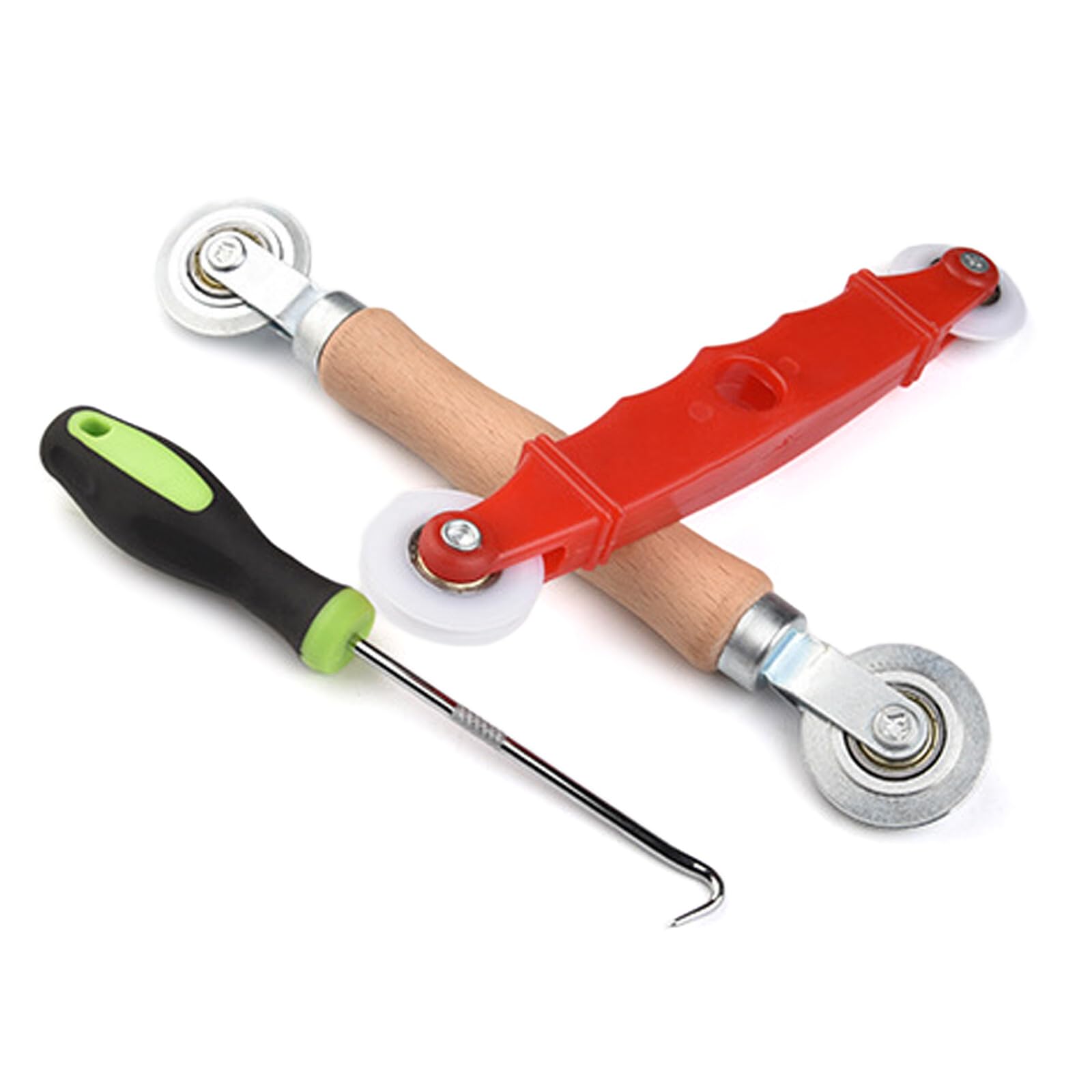 3Pcs Professional Window Screen Tool Set Double Roller Design Nylon Rubber Components Aluminum Frame Compatibility Concave Convex Roller for Screen Seal