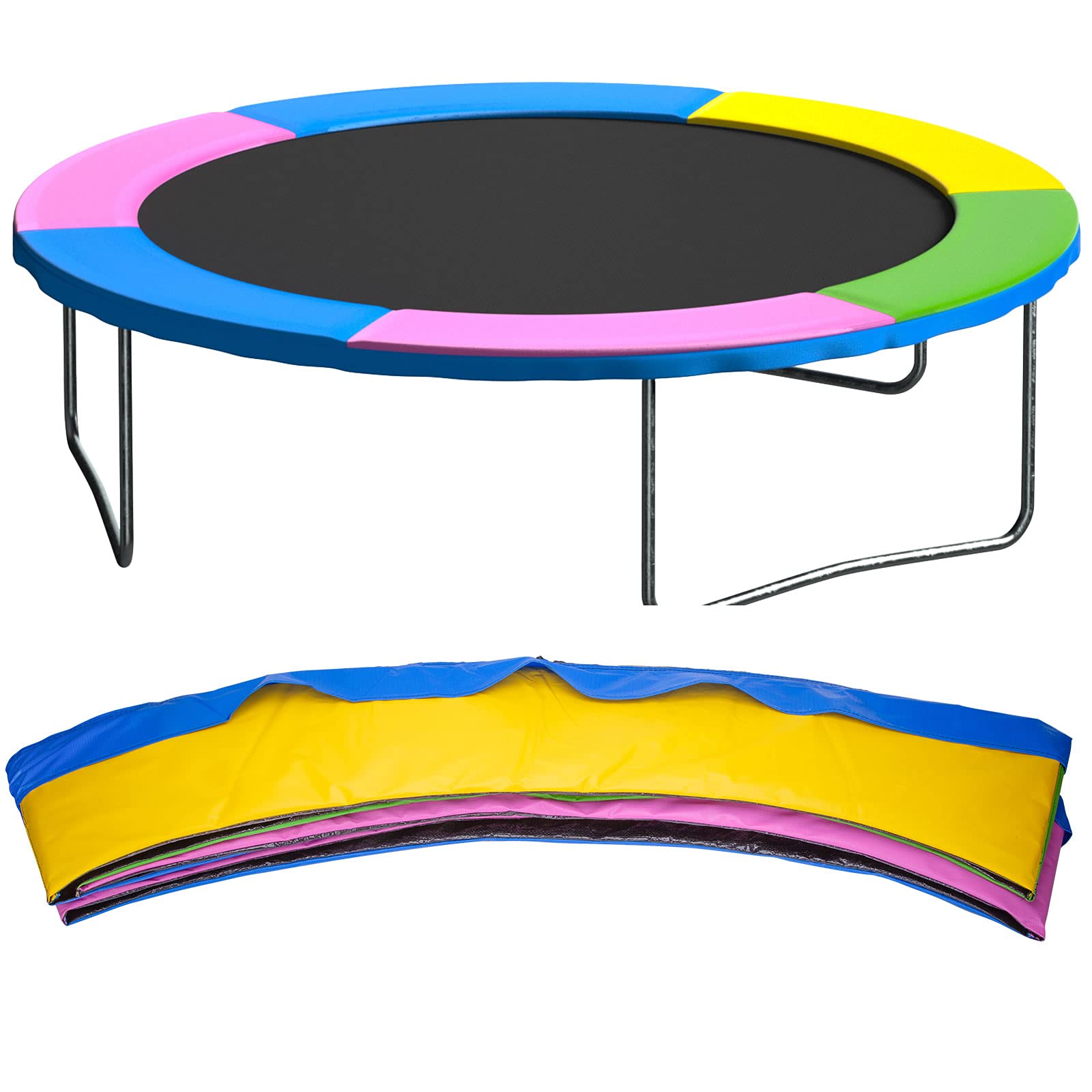 Cliselda 12ft Trampoline Surround Padding Replacement, Safety Guard Spring Cover Edge Pads(8 Pole) - Multi-color