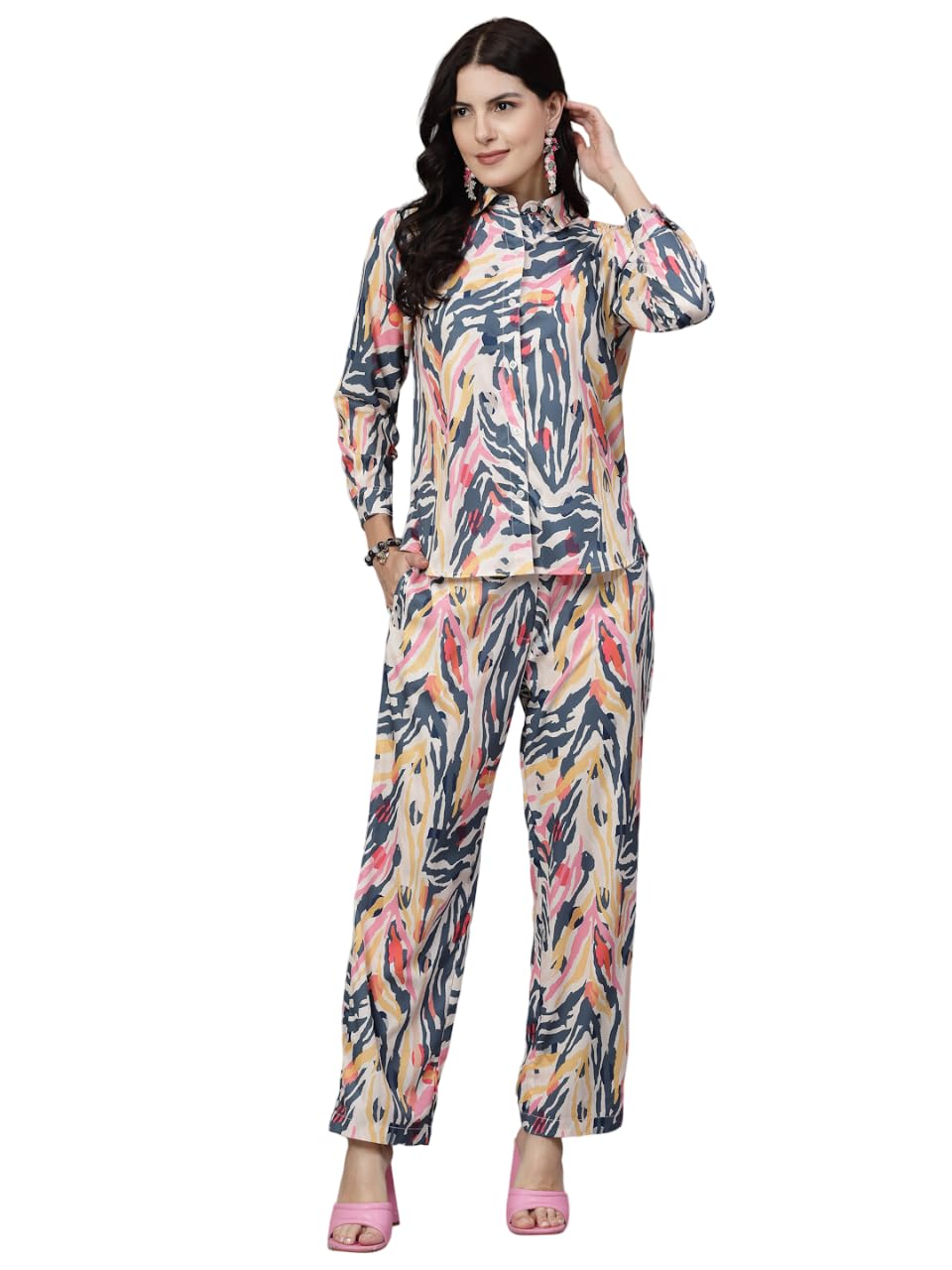 Abstract Printed Shirt with Pant-image-25