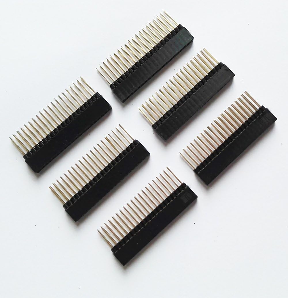 E-Simpo 20pcs PC104 2.54mm Female Header Industrial Header Dual Row Straight Gold-Plated Plastic Height 11mm Long Pin 12mm (2X40P