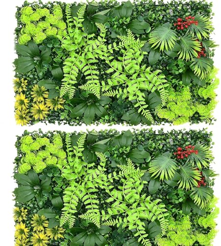 KTCINA 2Pcs Artificial Plant Flower Living Wall Panels 60x40cm Artificial Green Wall Panels Fence Privacy Screen Grass Wall Fence Screening Spring Leaf Backdrop for Indoor Outdoor Garden Wall Decor KTCINA 2Pcs Artificial Plant Flower Living Wall Panels 60x40cm Artificial Green Wall Panels Fence Privacy Screen Grass Wall Fence Screening Spring Leaf Backdrop for Indoor Outdoor Garden Wall Decor