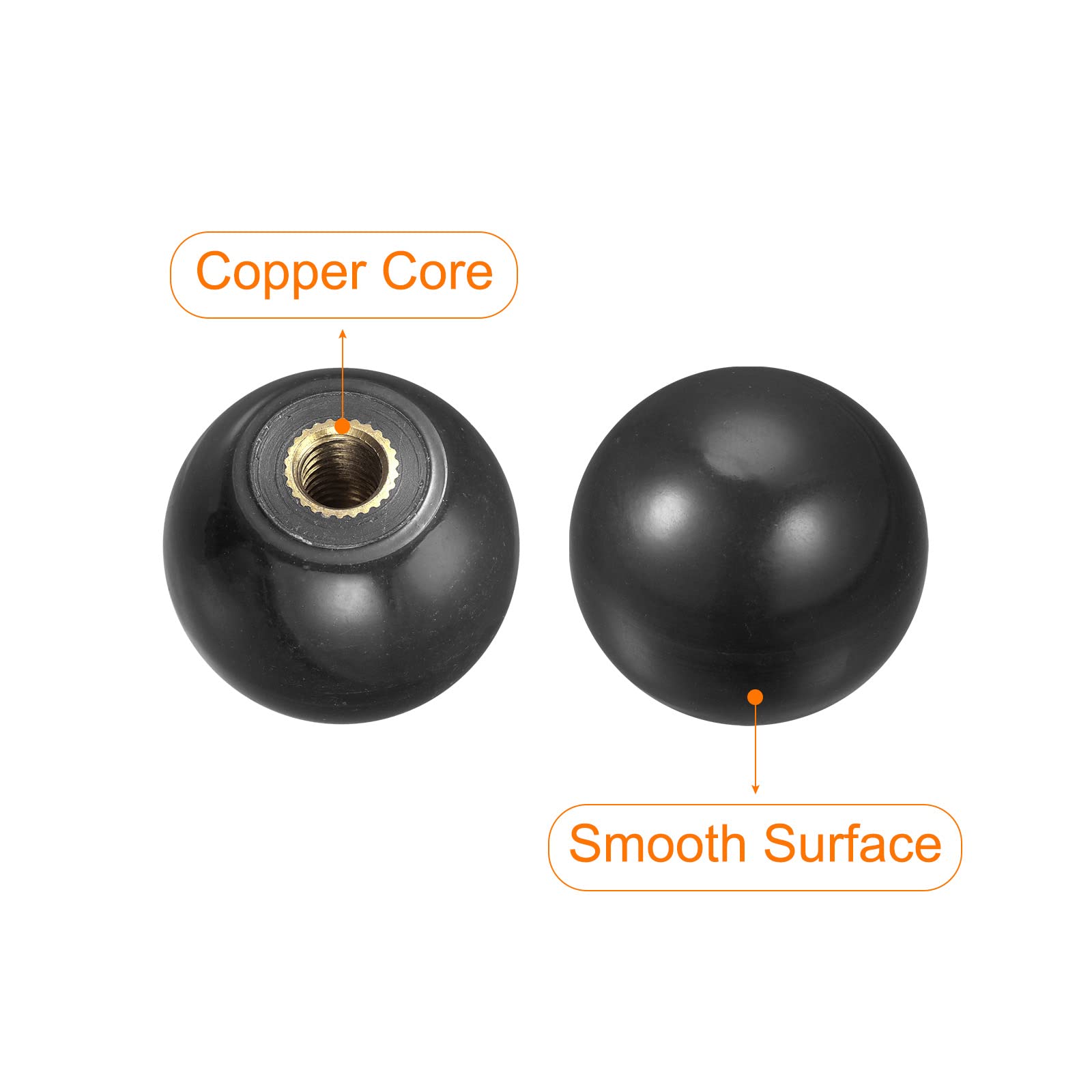 6Pcs Pommeau Boule Thermodurci M10 Femelle Fileté Machine Poignée 32mm