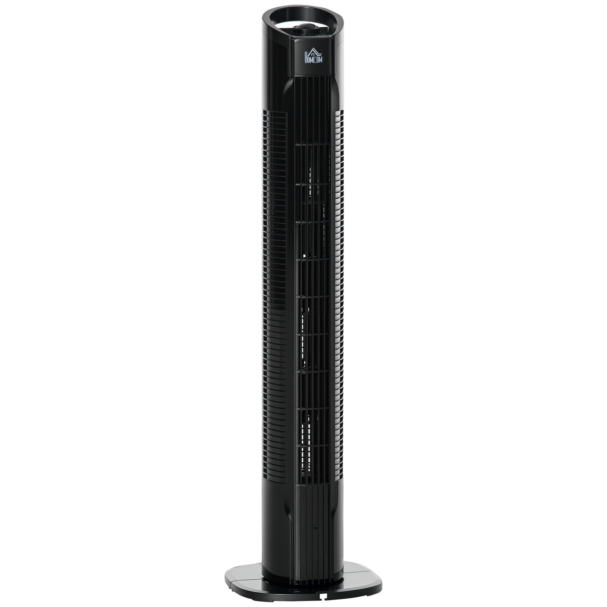 HOMCOM Ventilatore a Torre Moderno 3 Velocità con Oscillazione 70°, Ventilatore a Colonna con Piantana Rotonda e Maniglia, Potenza 50W, in PP, Ø20x78.5cm Nero