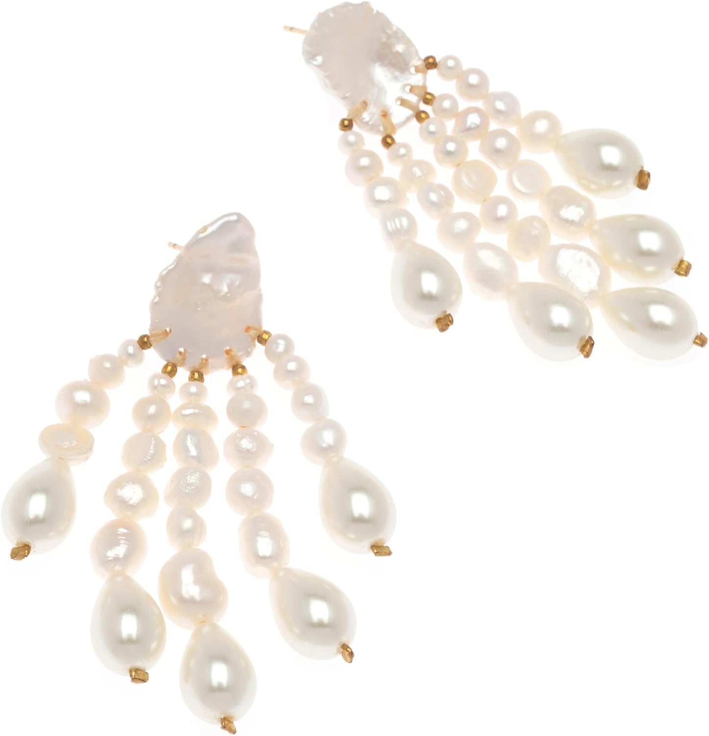 Simulated White Pearl Spray Dangle Wedding Earrings