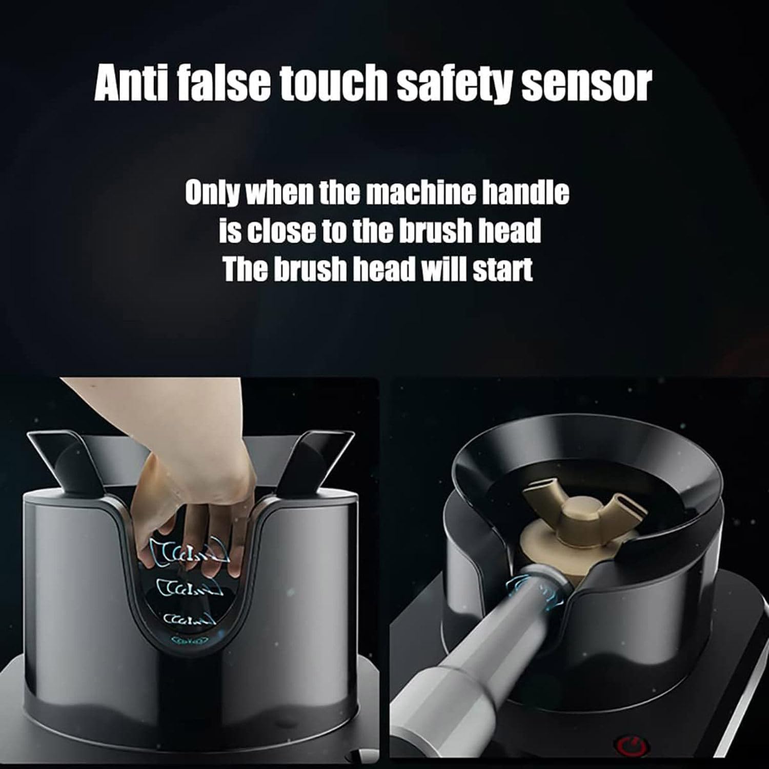 Máquina Eléctrica de Limpieza de Portafiltros de Café, Limpiador Automático de Portafiltros de 30W con 3 Cabezales de Cepillo, Limpieza Rápida 5s, con Sensor de Seguridad Anti-Falso Toque