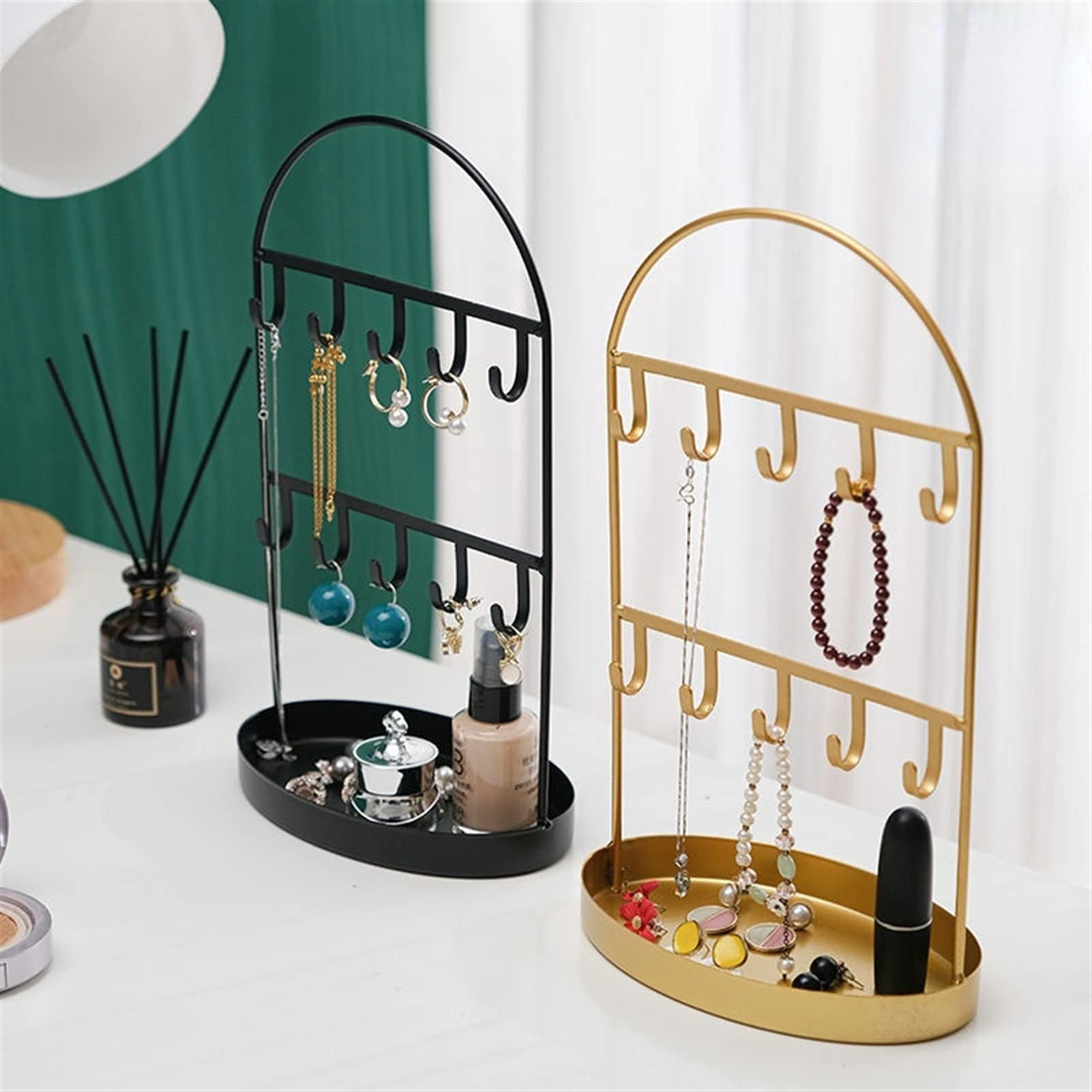 Colgador joyas Soporte de joyería, llavero arqueado Almacenamiento Adornos de porche Colgando Reloj de Joyería Almacenamiento Hogar Sala de estar Estante de exhibición creativa Espositore collane