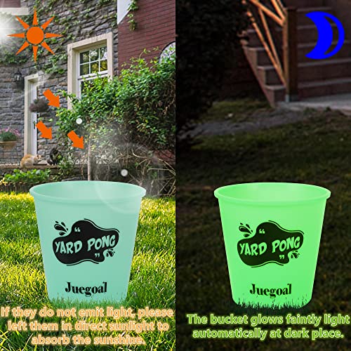 Juegoal Yard Pong Glow In Dark, Outdoor Giant Yard Games Pong Game Set With Noctilucent Buckets & Balls, Including 12 Buckets & 4 Balls, Toss Game Throwing Game For Beach, Camping, Lawn And Backyard #TOP1