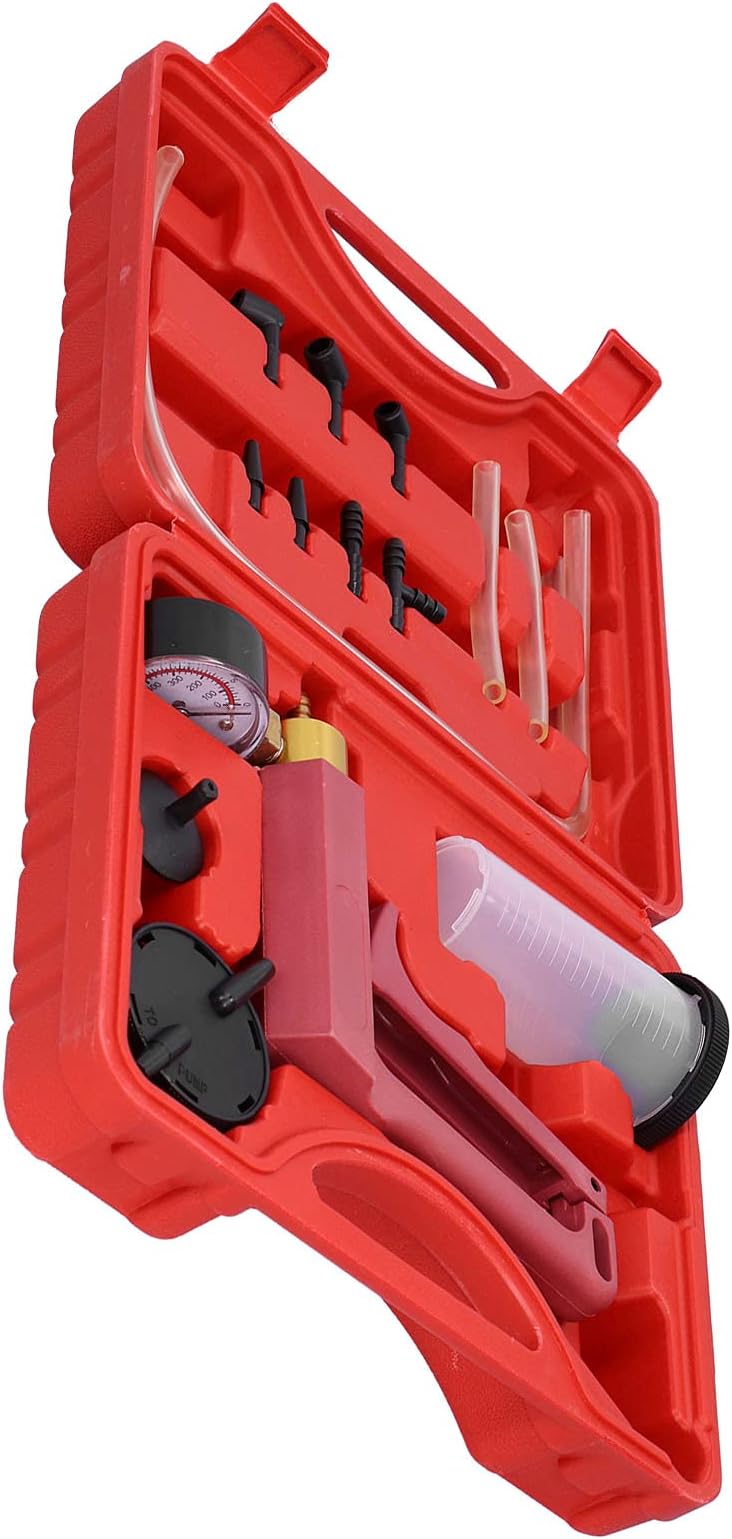 Handheld Vacuum Pressure Pump Tester, Brake Bleed Kit with Toolbox, for Testing Fuel Pumps Carburetors and Vacuum Systems