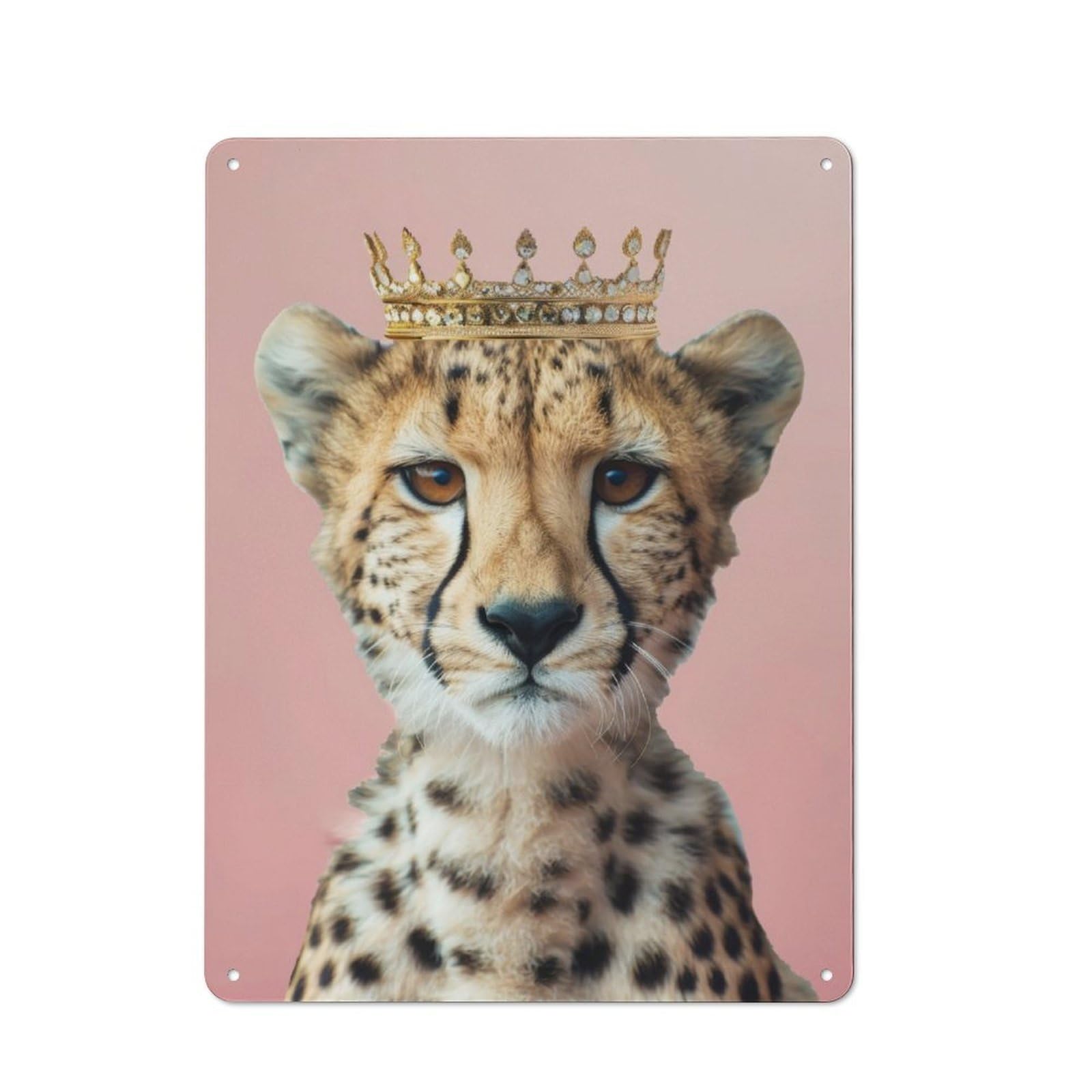 Junmoney Cheetah King Retro Tin Sign 40X30cm Featuring For Home Bar Wall, For Collectors Decorating Home Bars And Entertaining Spaces