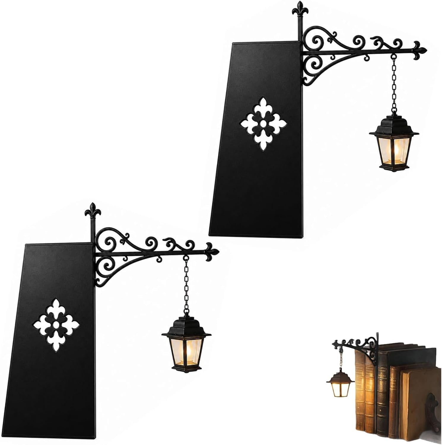 zoocco Library Lantern LED Bookshelf Lamp Warm Night Light Decor (2pc)