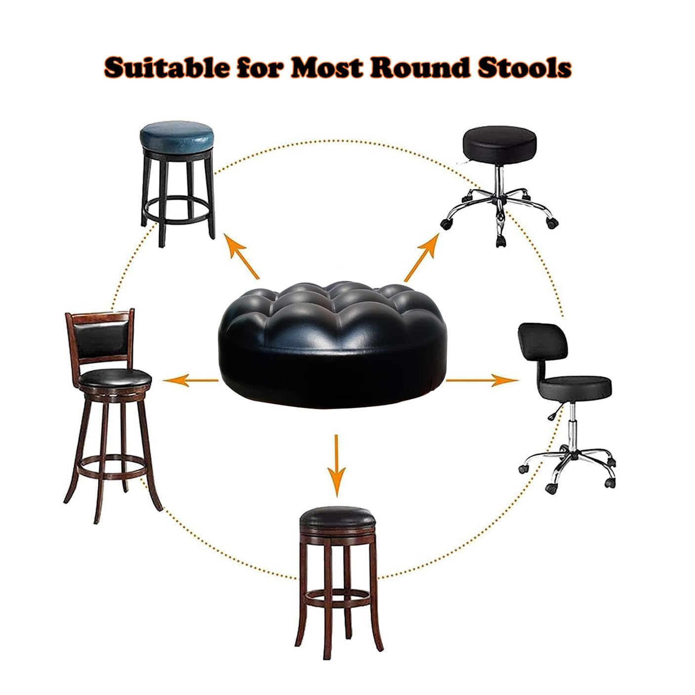 Diametro 35cm Nero Cuscino Sostitutivo Per Sgabello Da Bar