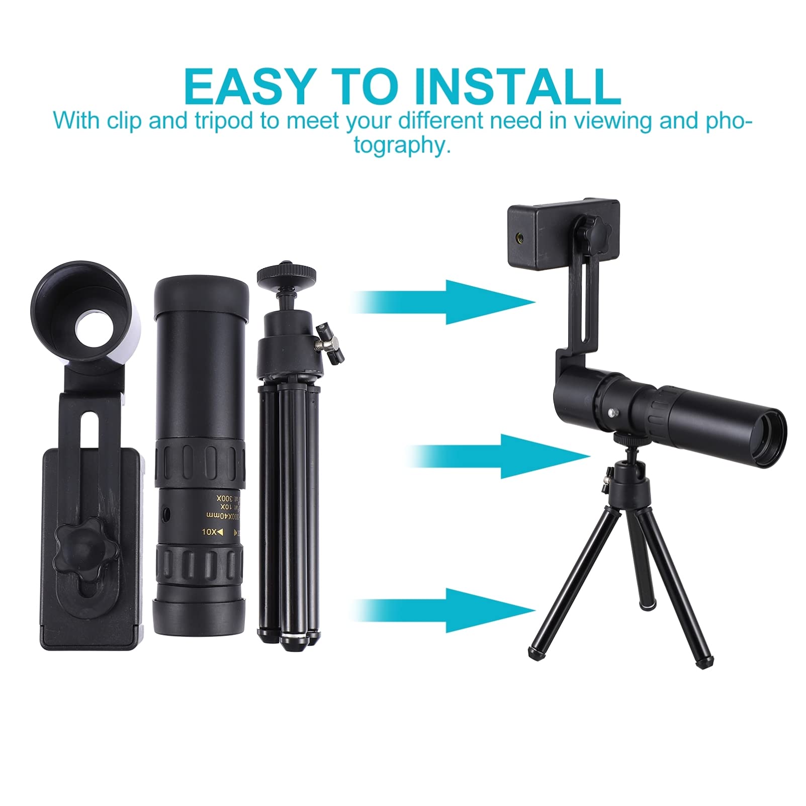 Uonlytech Telescopio Monocular Zoom Senderismo al Aire y Visualización de Alta Definición
