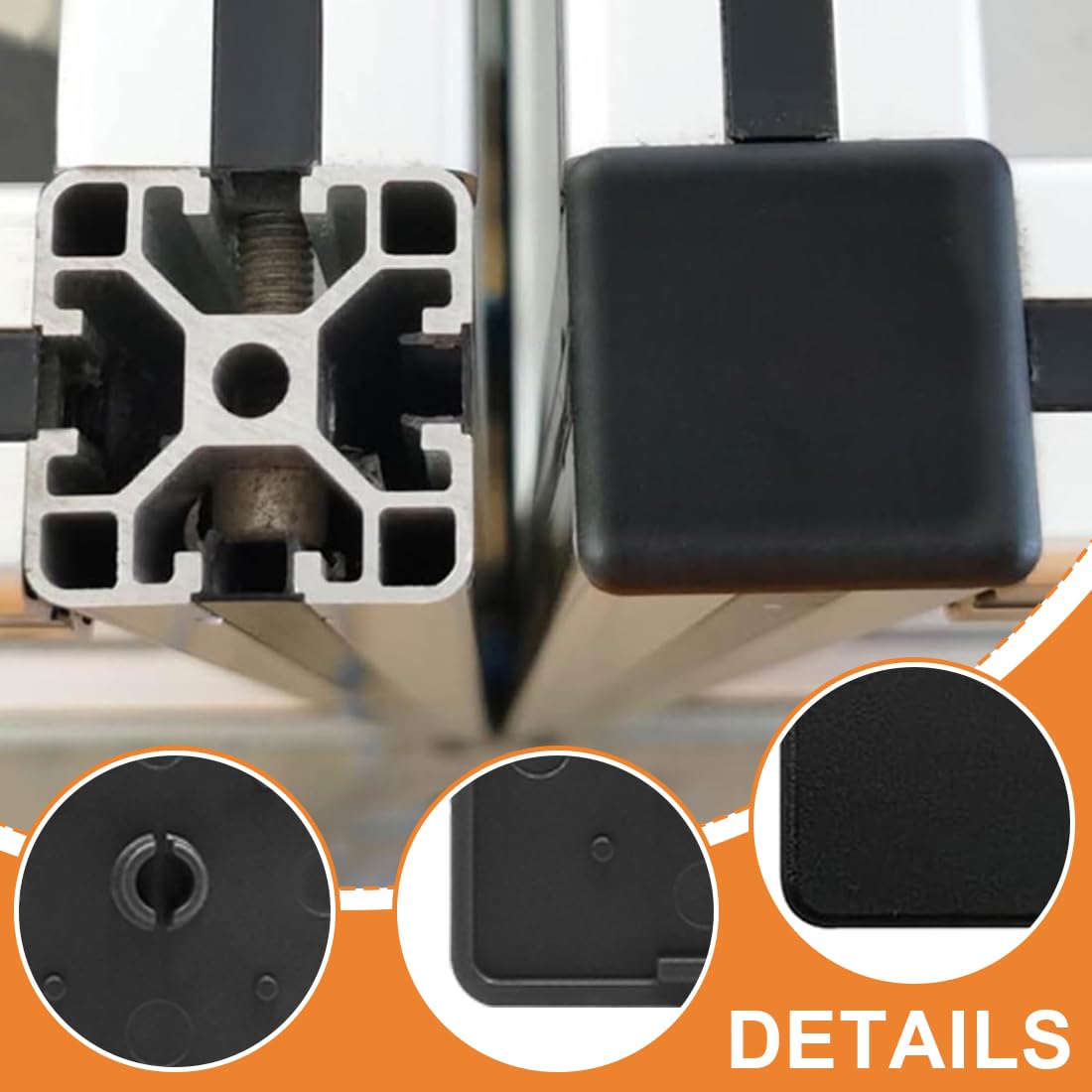 PD® Lamellenpluggen 40x40 mm voor vierkante buis - Vierkante eindkappen van PE-kunststof - Buispluggen voor stalen buis, roestvaststalen buis, aluminium buis & profiel - Vierkant zwart - 20 st