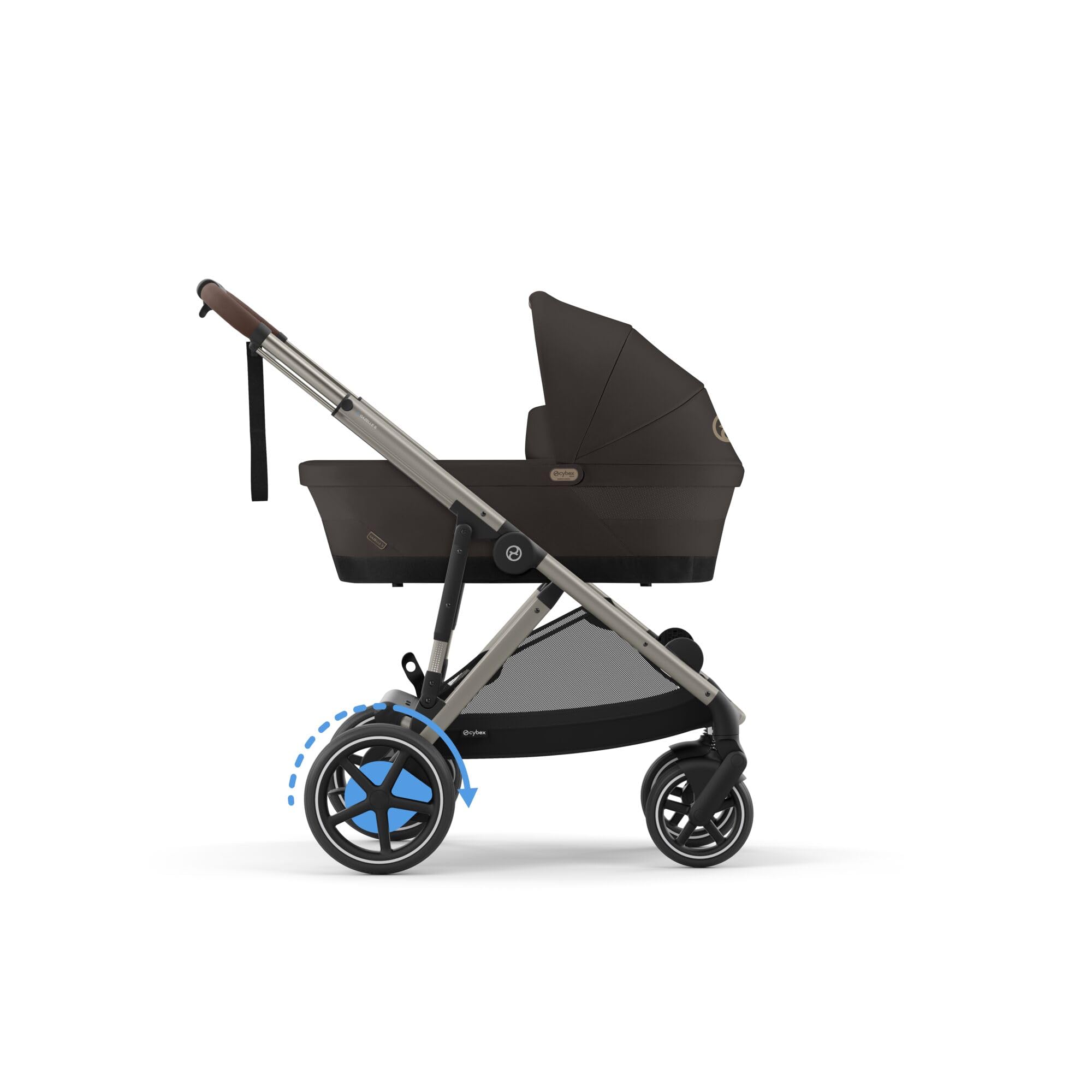 CYBEX Poussette Gold e-GAZELLE S, de la naissance à environ 4 ans, max. 22 kg (mode simple) / 2x 22 kg (mode duo), système tout-en-1 avec propulsion électrique et 20+ configurations, brun chocolat