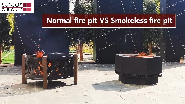 Sunjoy Fire Pit Smokeless 28 in. Hexagonal Outdoor Fire Pit, Patio