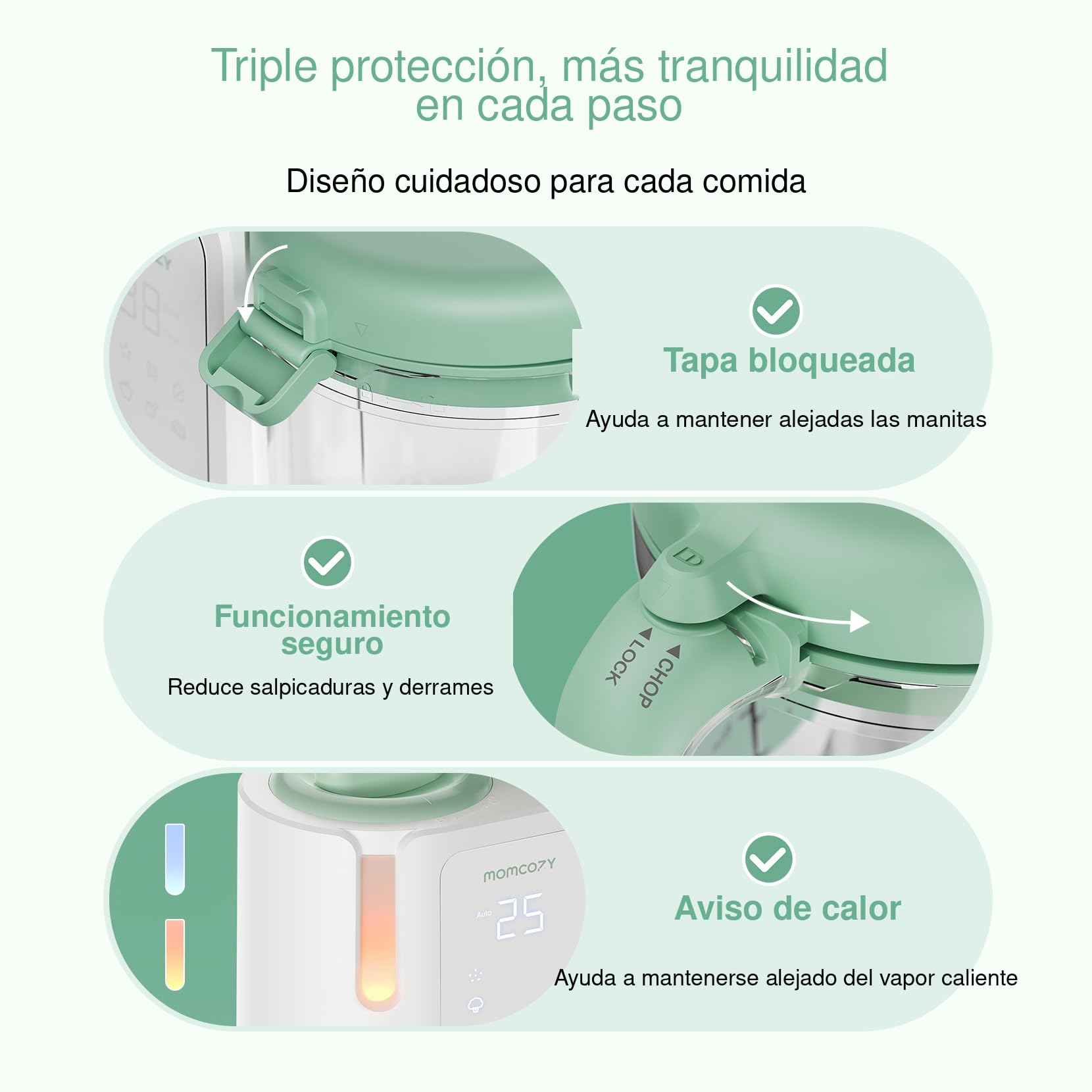Momcozy Robot Cocina Bebé 4 en 1, Automático con 3 Texturas, 450 ml