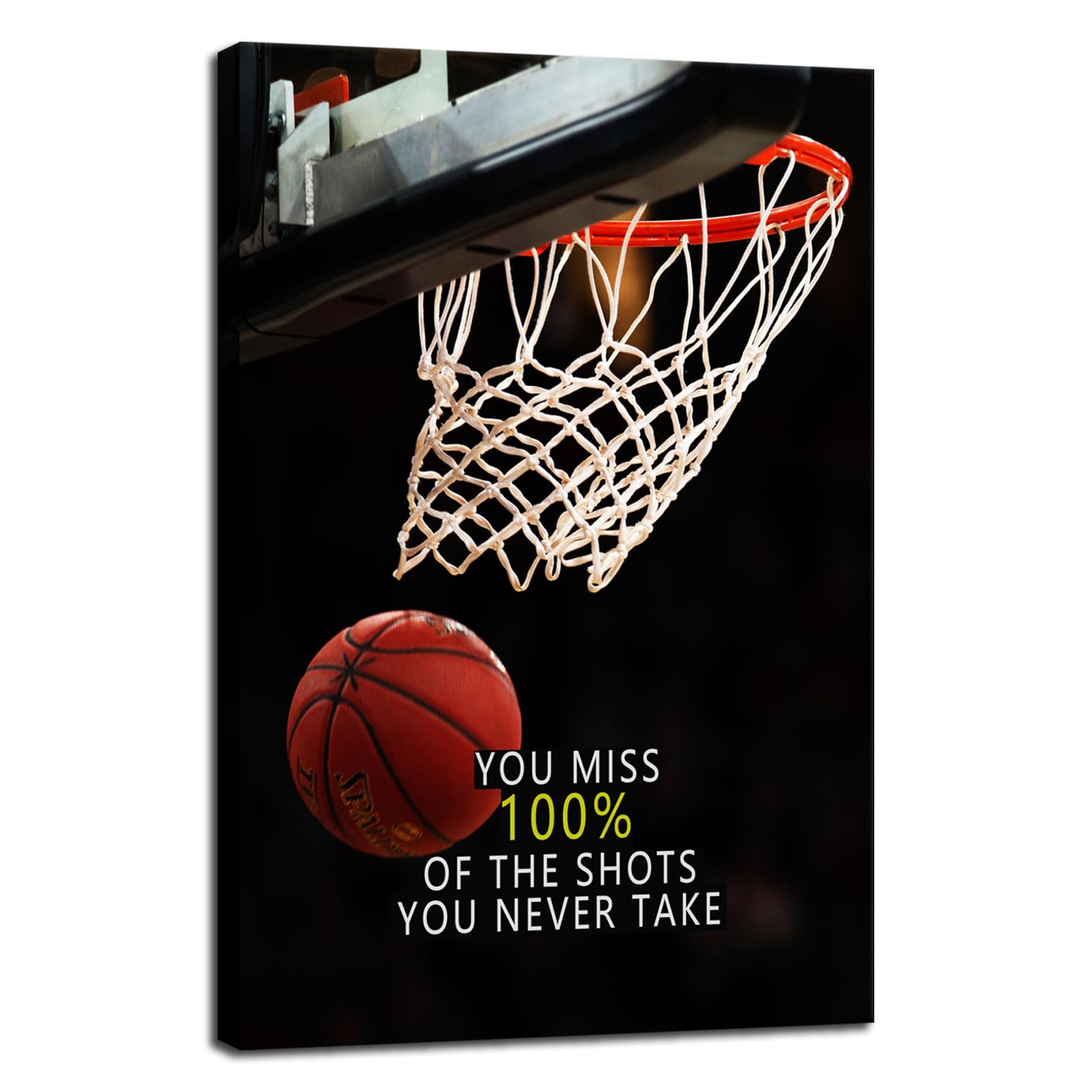 Inspirational Canvas Wall Art Motivational You Miss 100% Of The Shots You Never Take Positive Poster Decor Print Inspiring Picture Painting Framed Artwork for Office Home Wall Decor<12 x 18 inch> — image 1
