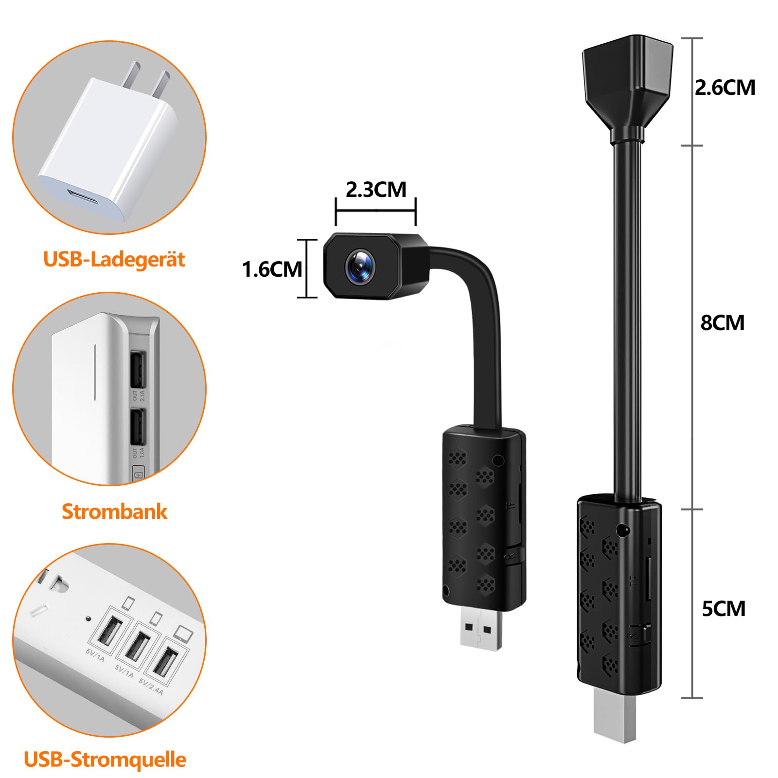Mini HD Kamera WLAN, 4K UHD Kleine Kmera USB, Plug and Play Mini Bodycam WiFi mit Nachtsicht und Bewegungserkennungswarnung
