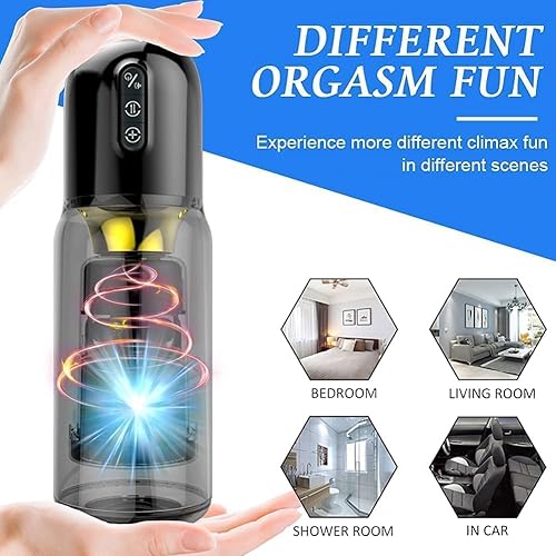 Masturbadores masculinos, juguete con capucha para hombre con 7 potentes modos giratorios de empuje para estimulación del pene, masturbadores de