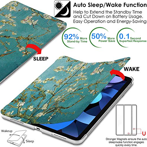 Image of DuraSafe Cases iPad PRO 12.9 3 Gen 2018 [ iPad 12.9 Inch 3rd ] A1876 A2014 A1895 A1983 MTEL2HN /A MTEM2HN /A MTFN2HN /A Trifold Printed Hard Smart PC Transparent Back Cover - Blossom