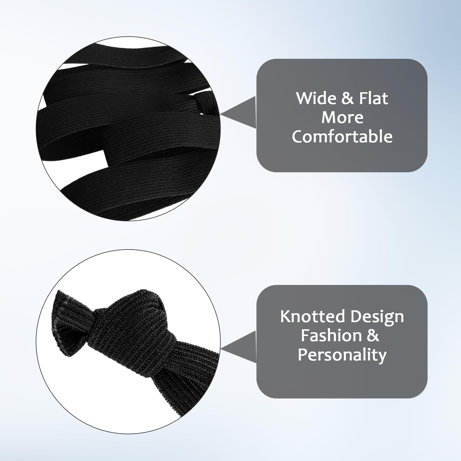 40 PCS Mens Hair Bands for Long Hair,Black Knotted Hair Ties for Guys,Curly Thick Male Hair Band,No Damage Crease Breakage Wide Mens Hair Ties,for Bun,Elastic Hair Bands,Ponytail - Image 4