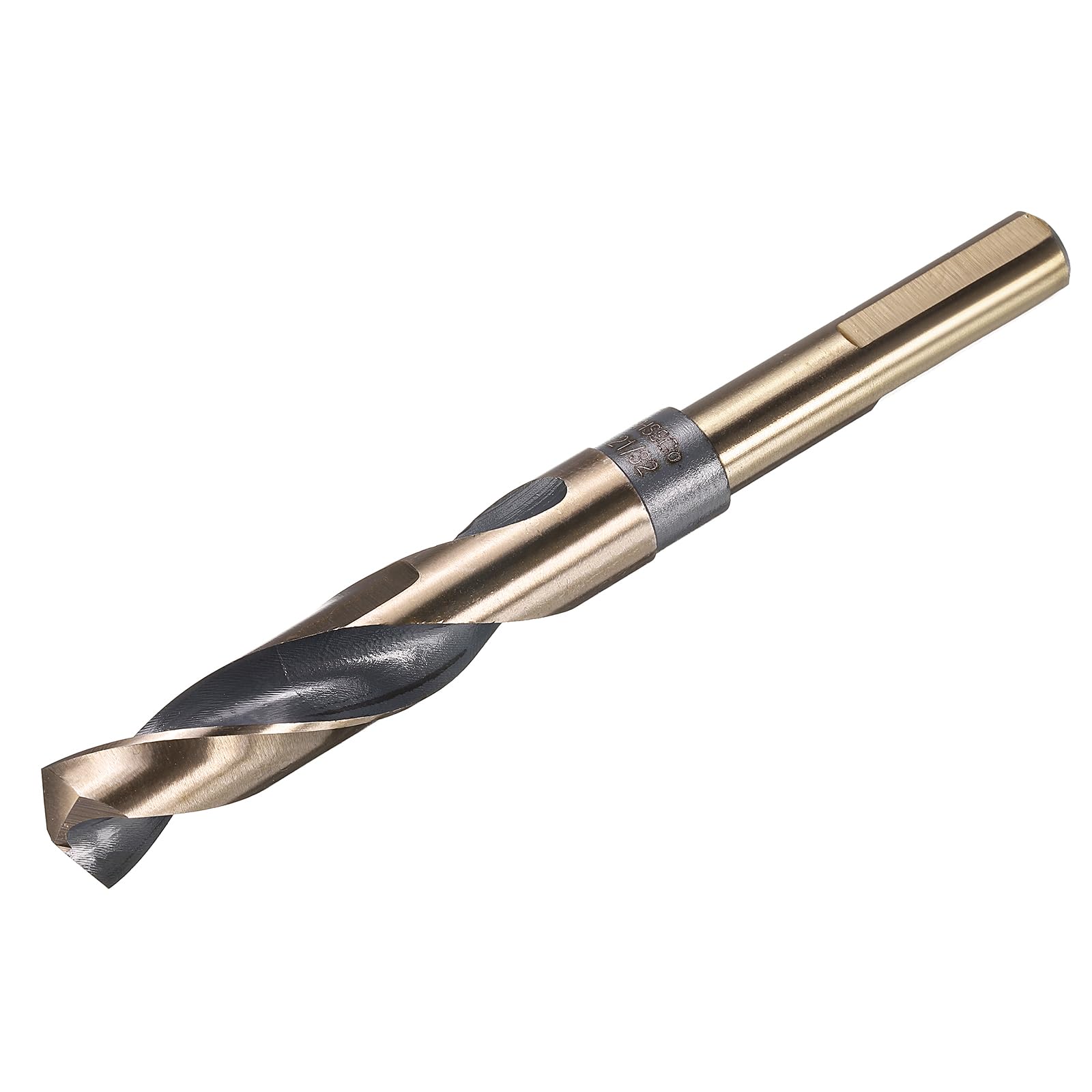 uxcell 21/32" Drill Bit 1/2" Reduced Shank 3-Flat M35 Cobalt 5% High-Speed Steel Twist Black and Gold Finish 135° Drill for Hard Metal Stainless Steel
