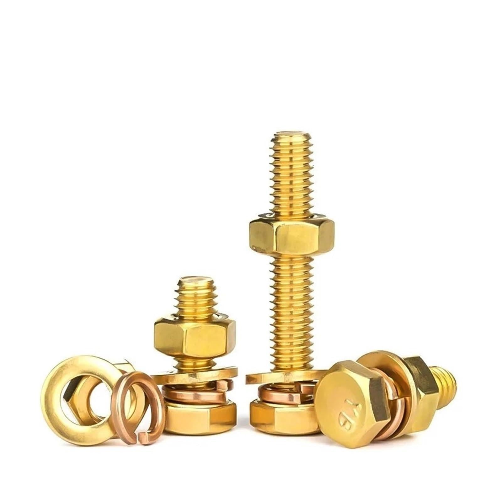 M3 M4 M5 M6 M8 M10 M12 M16 Außensechskantschrauben Kupfer mit Vollgewinde und Muttern, Unterlegscheiben-Set(M10x80mm 2sets)